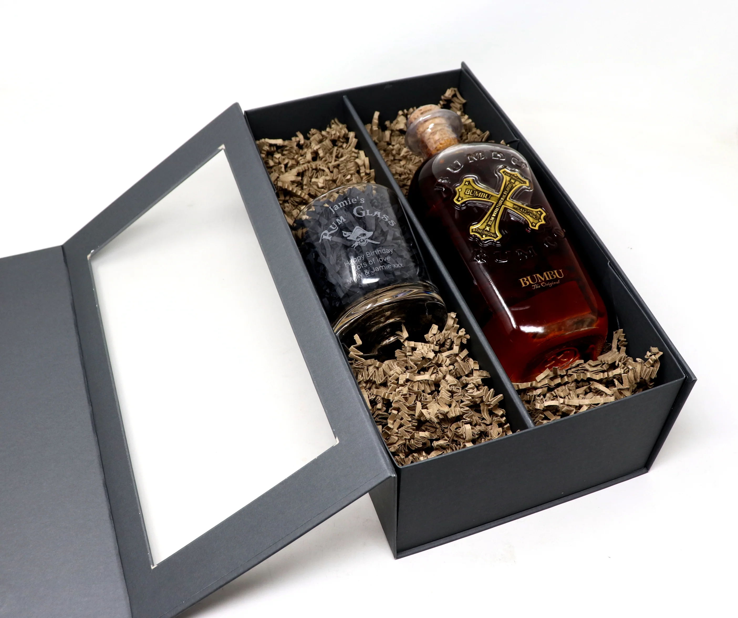 Personalised Glass Tumbler & 70cl Bumbu - Rum Design - Image 3
