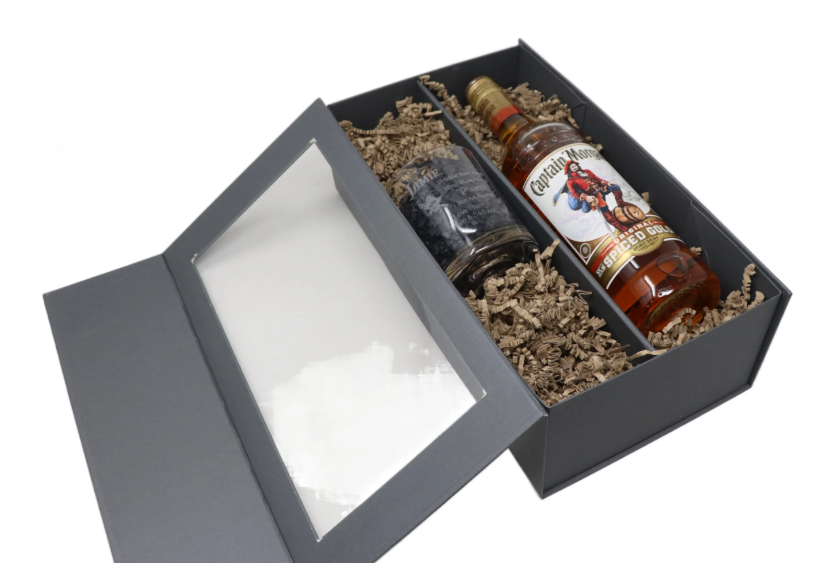 Personalised Glass Tumbler & 70cl Captain Morgan - Pirate Rum Design - Image 3
