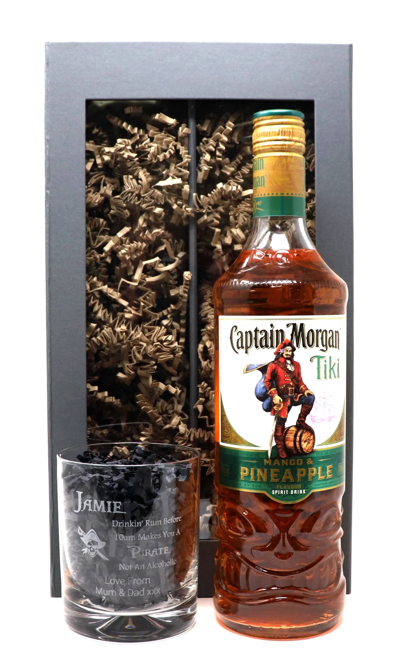 Personalised Glass Tumbler & 70cl Captain Morgan - Pirate Rum Design - Image 6