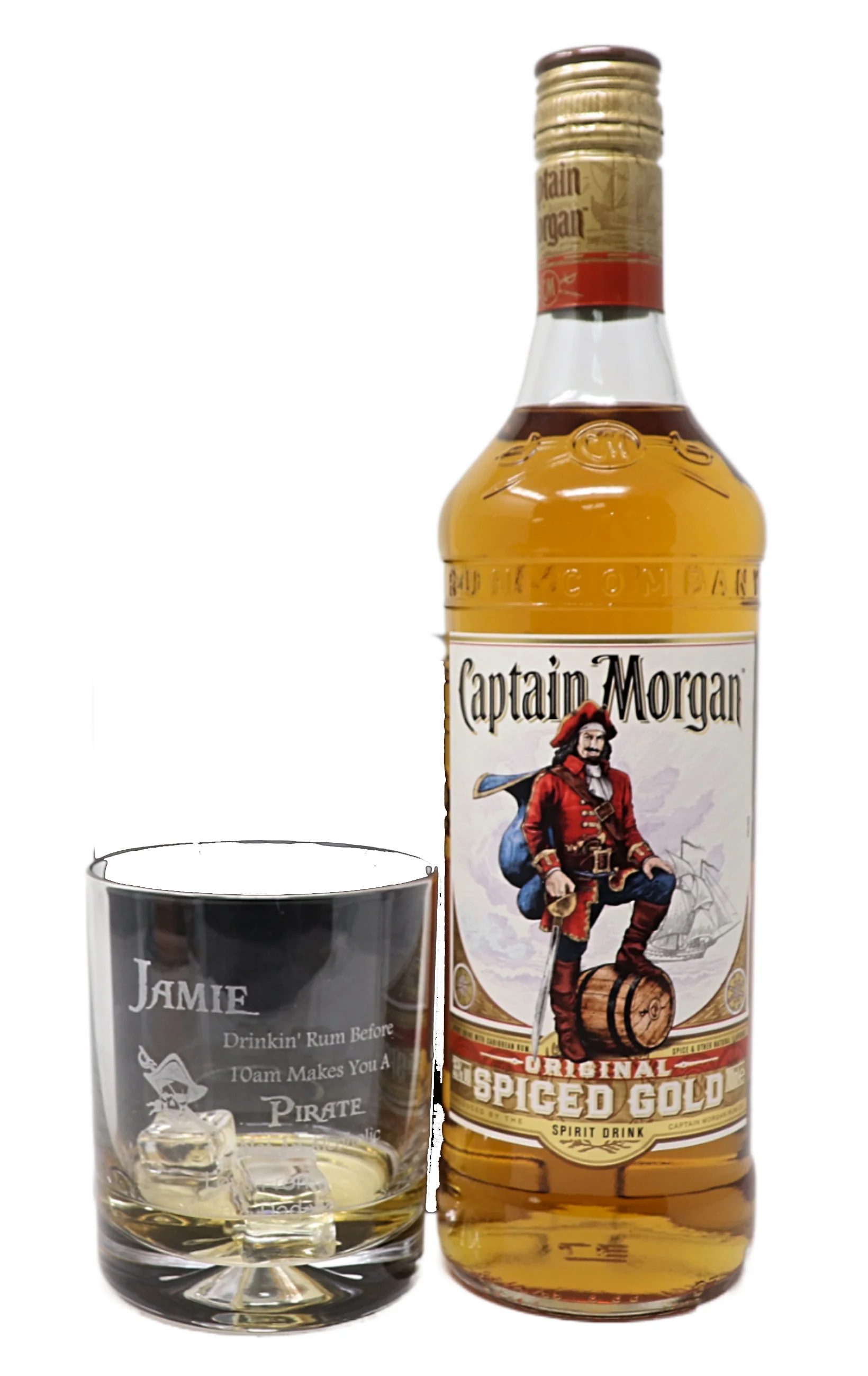 Personalised Glass Tumbler & 70cl Captain Morgan - Pirate Rum Design - Image 7