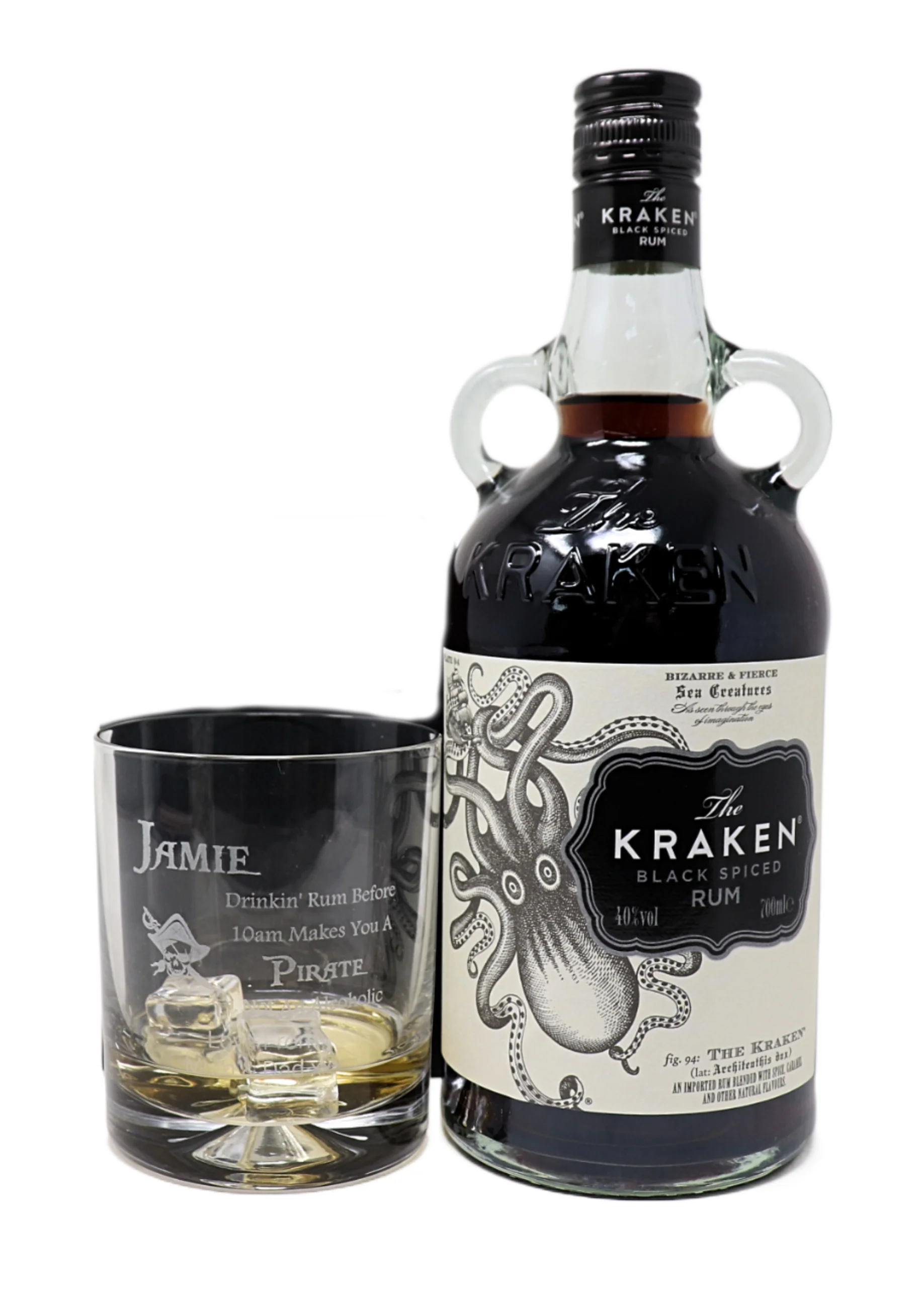Personalised Glass Tumbler & 70cl Kraken - Pirate Rum Design - Image 5