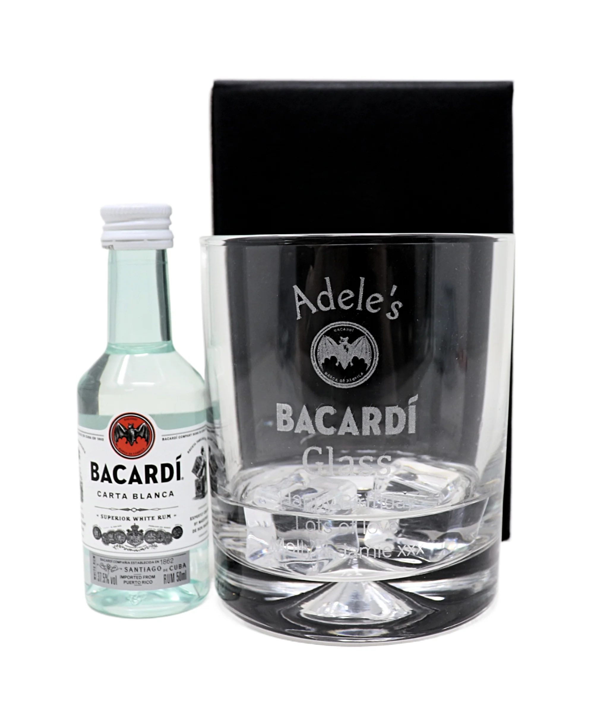 Personalised Glass Tumbler & Miniature - Bacardi Design - Image 2