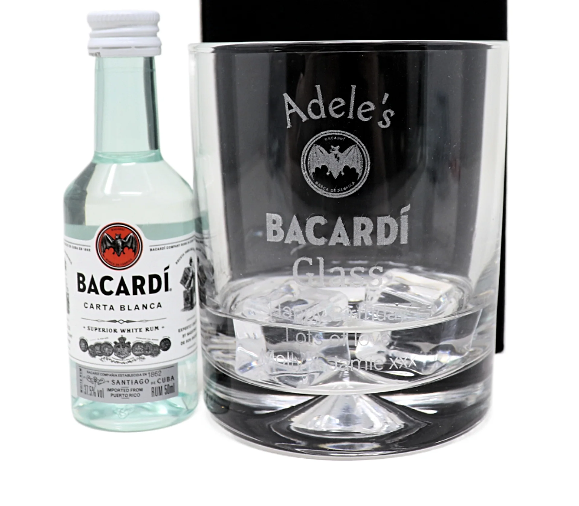 Personalised Glass Tumbler & Miniature - Bacardi Design - Image 3