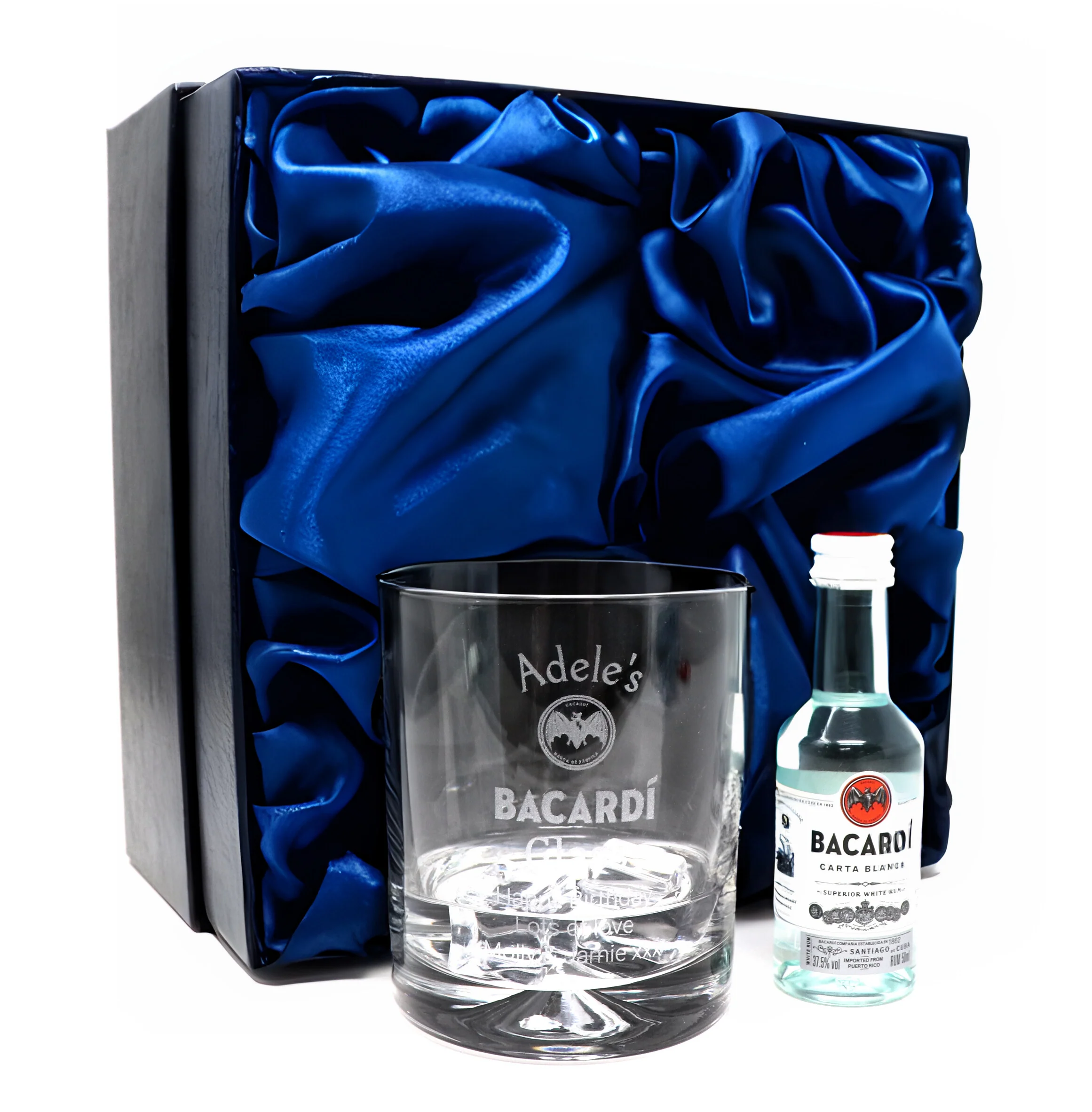 Personalised Glass Tumbler & Miniature - Bacardi Design - Image 4