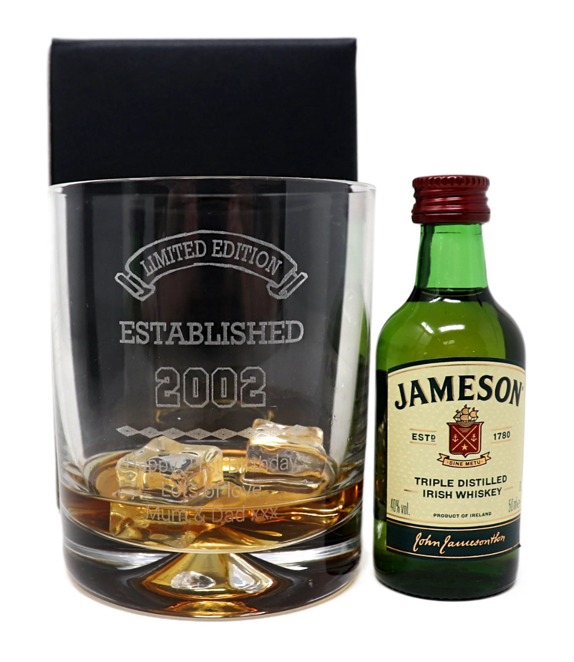 Personalised Established Birthday Glass Tumbler & Miniature Alcohol Gift Set - Image 2