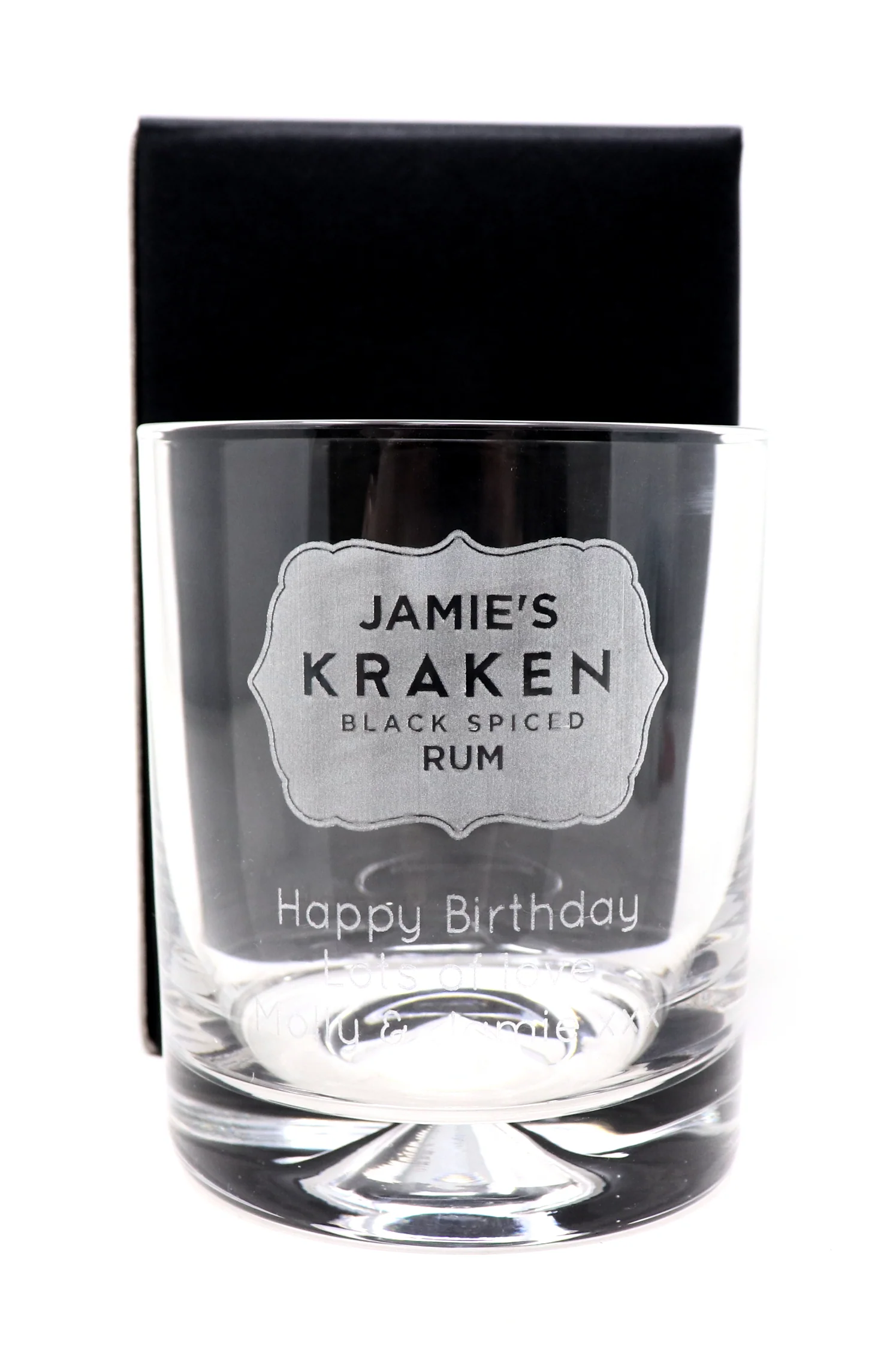 Personalised Kraken Label Rum Glass Tumbler & Miniature Rum Gift Set - Image 3