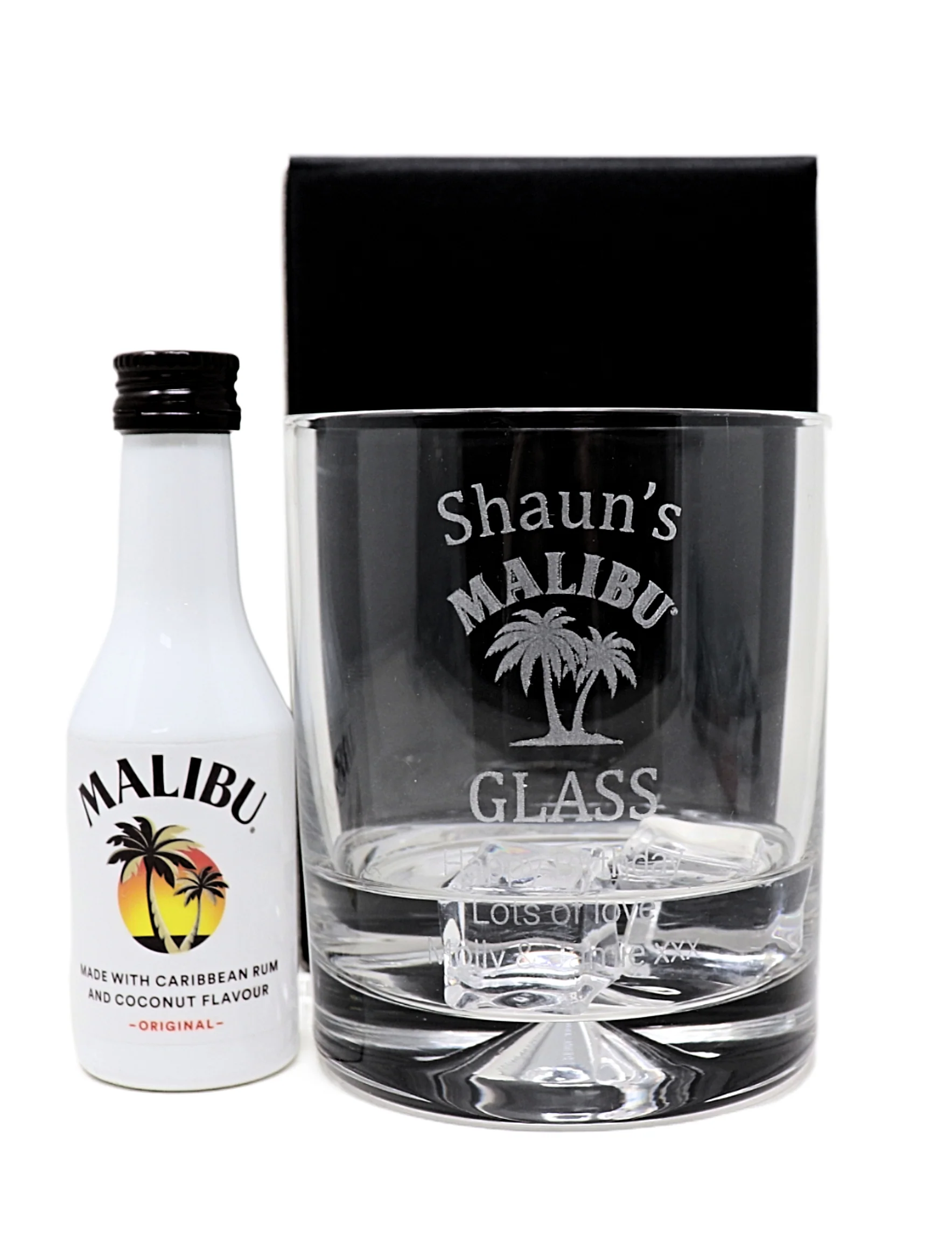 Personalised Glass Tumbler & Miniature - Malibu Design - Image 2
