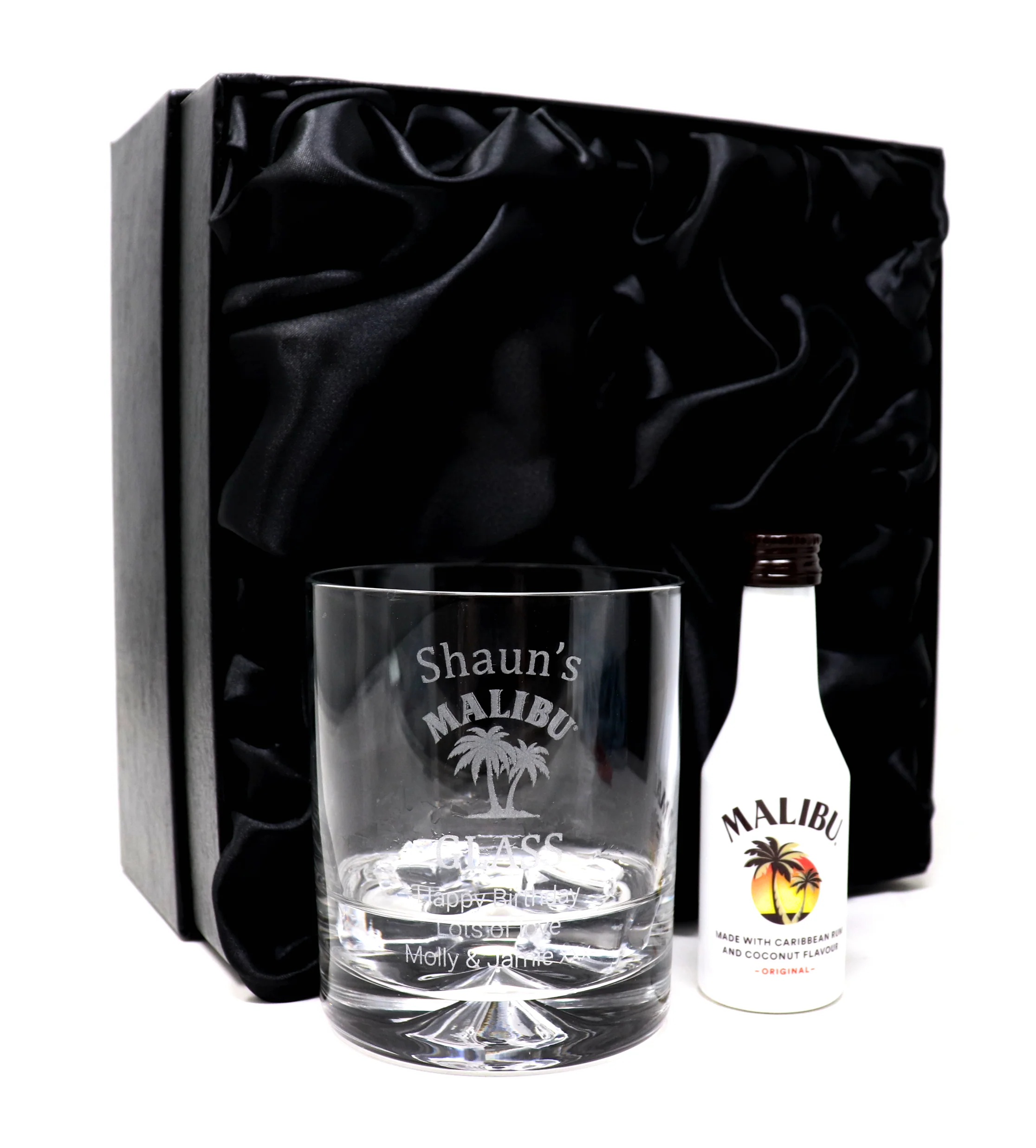 Personalised Glass Tumbler & Miniature - Malibu Design - Image 3