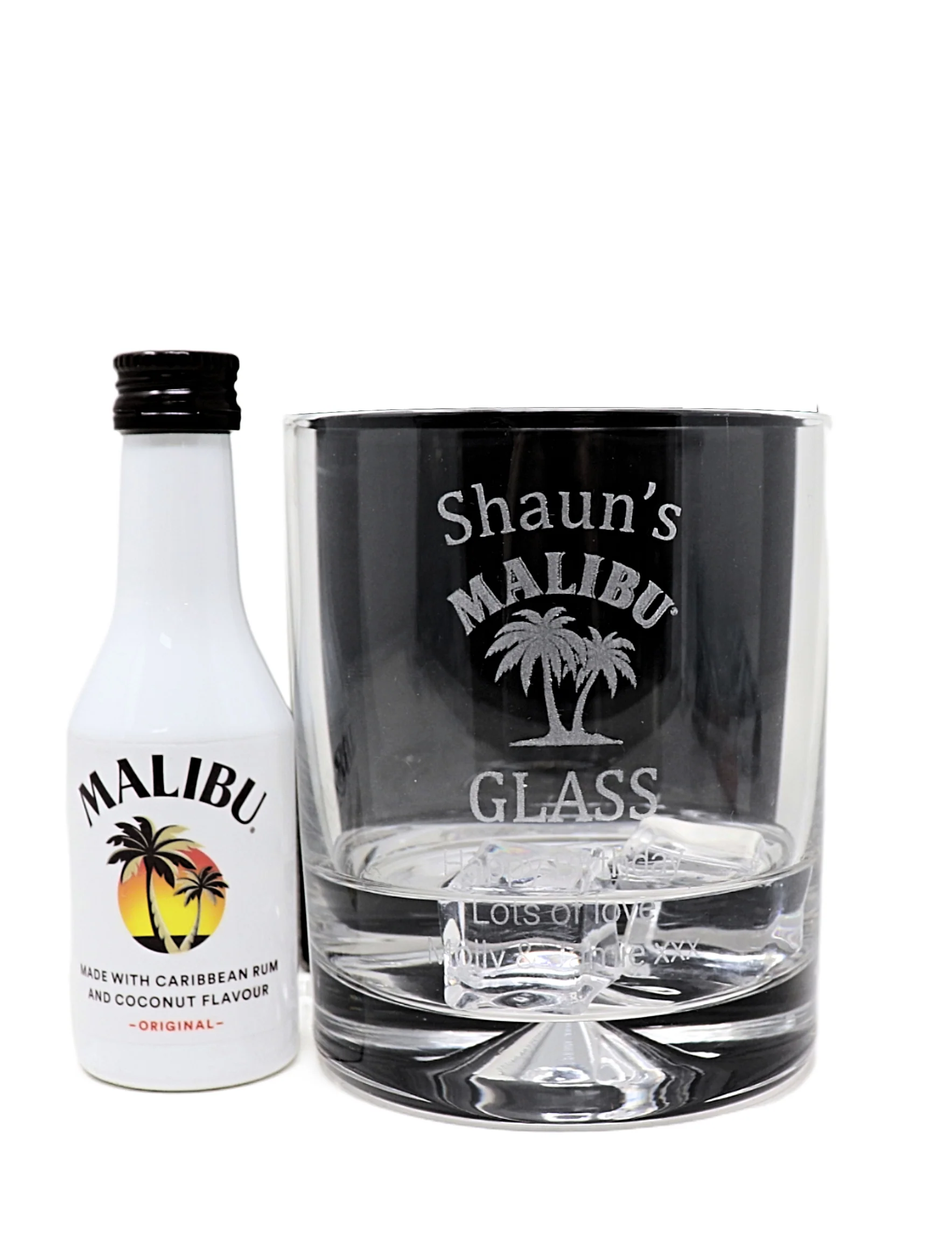 Personalised Glass Tumbler & Miniature - Malibu Design - Image 5