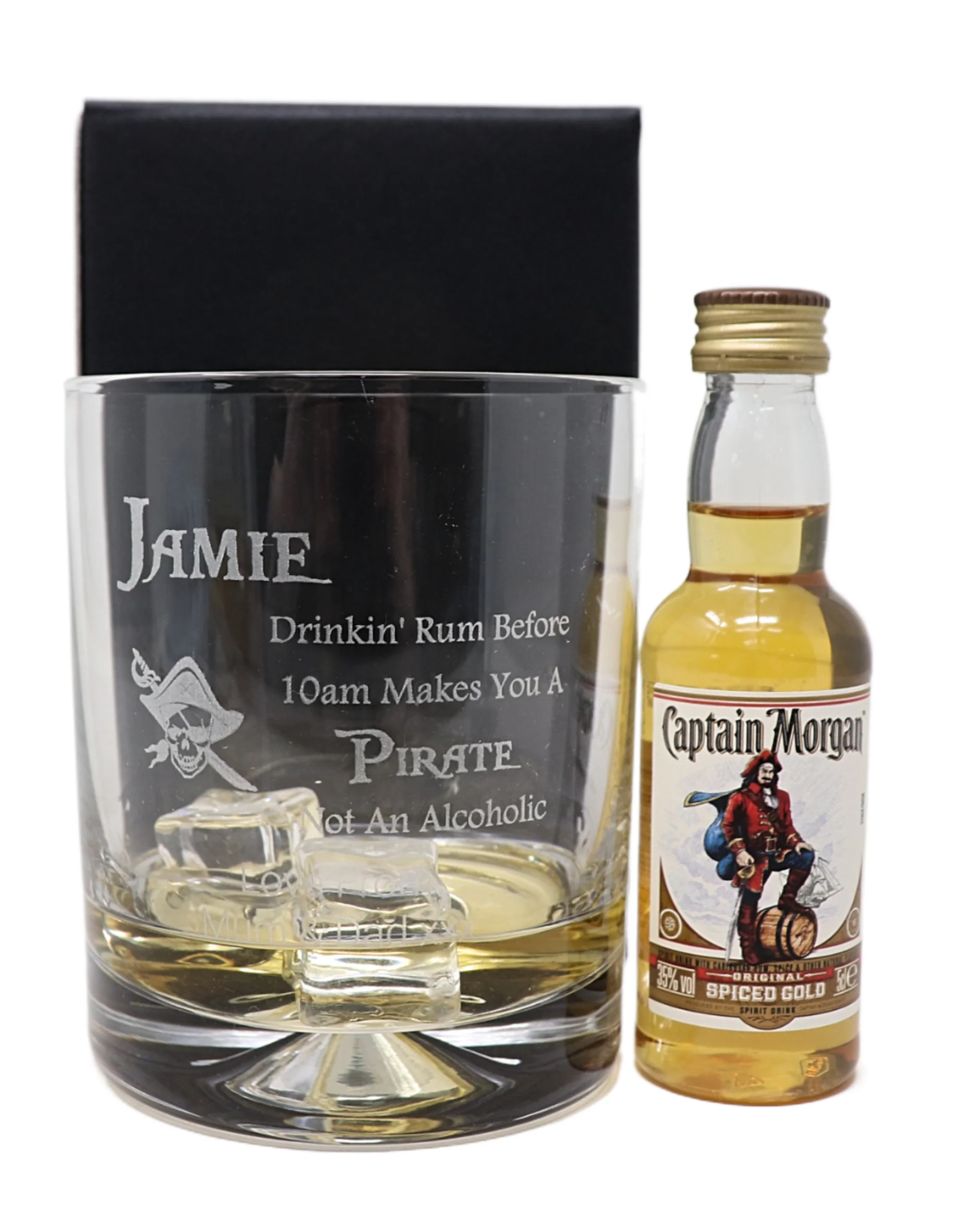 Personalised Pirate Rum Glass Tumbler & Miniature Rum Gift Set - Image 4