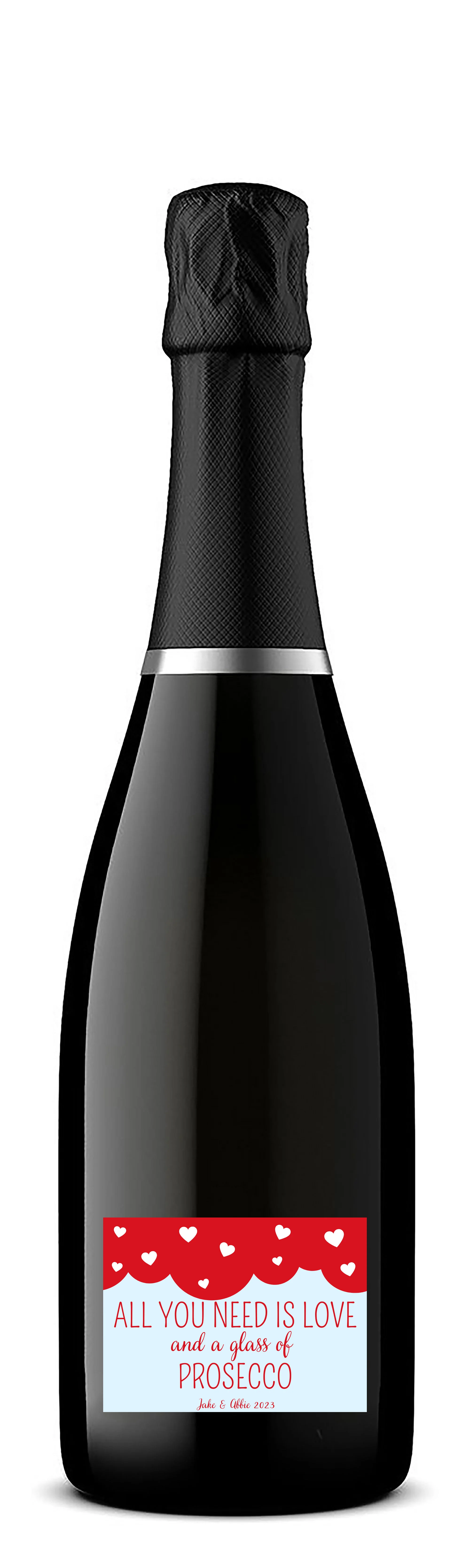 Personalised Prosecco Bottle Label - All You Need Is Love Design - Image 3