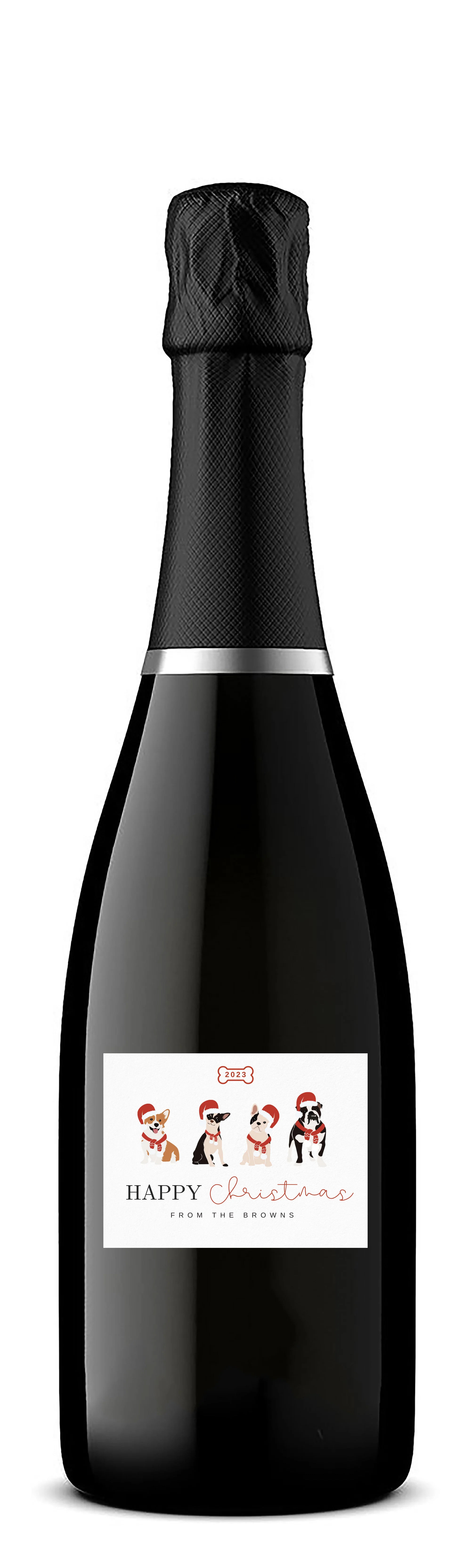 Personalised Prosecco Bottle Label - Christmas/New Year Dogs Design - Image 2