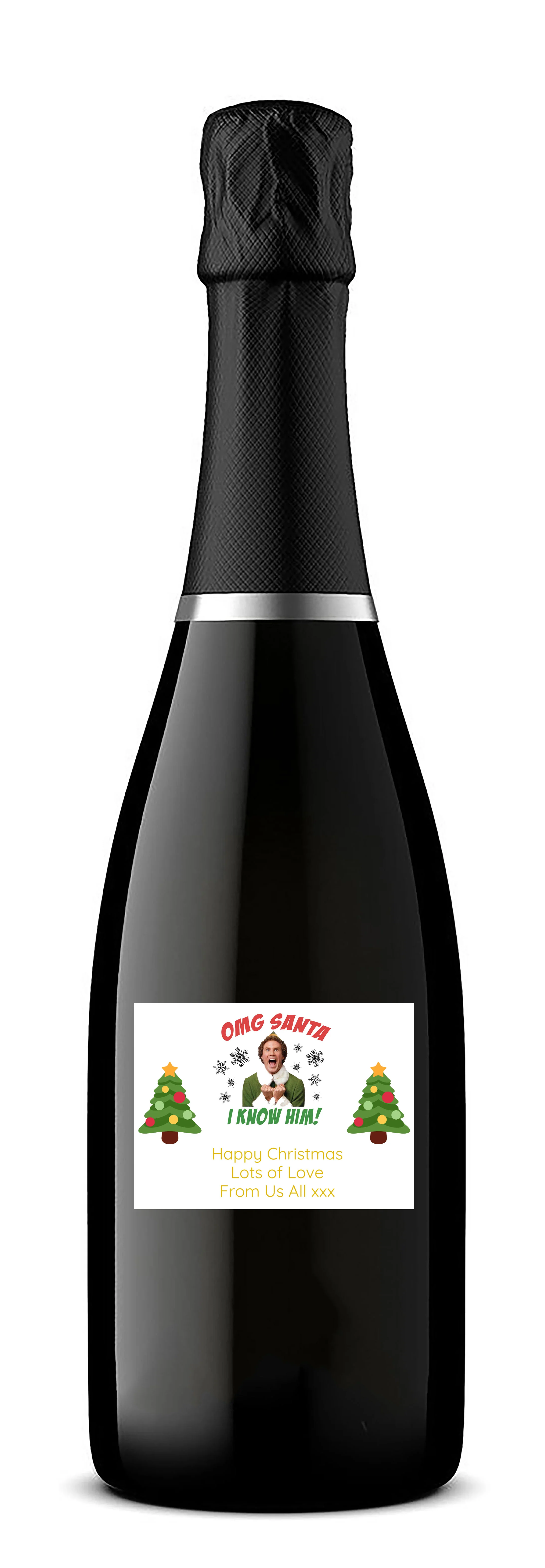 Personalised Prosecco Bottle Label - Christmas Elf Design - Image 3