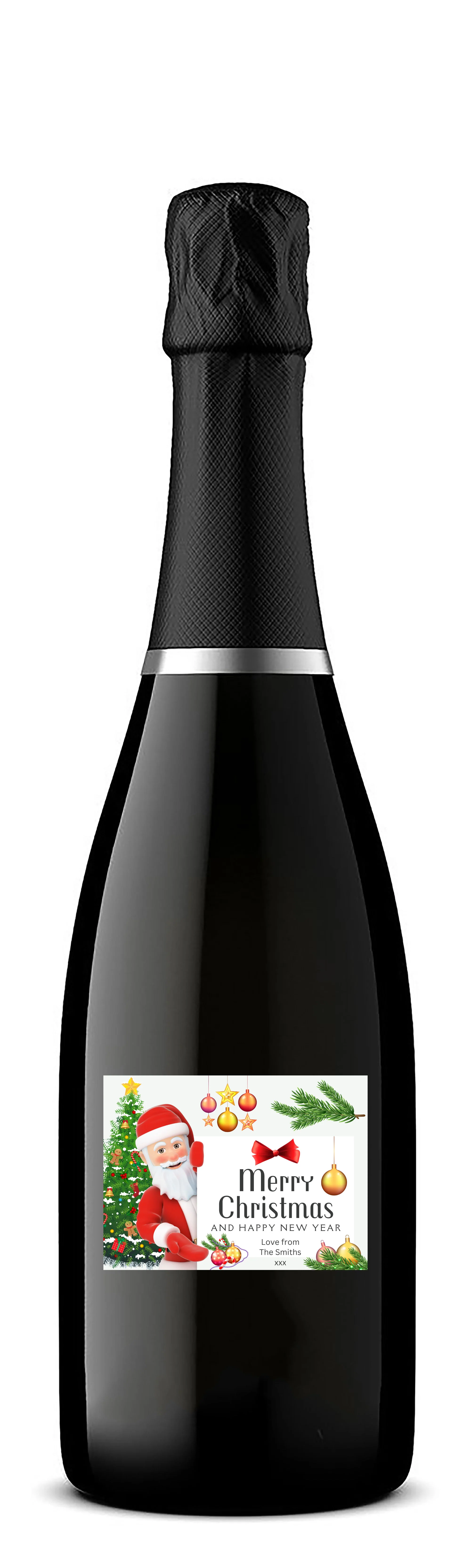 Personalised Prosecco Bottle Label - Christmas Santa Design - Image 3