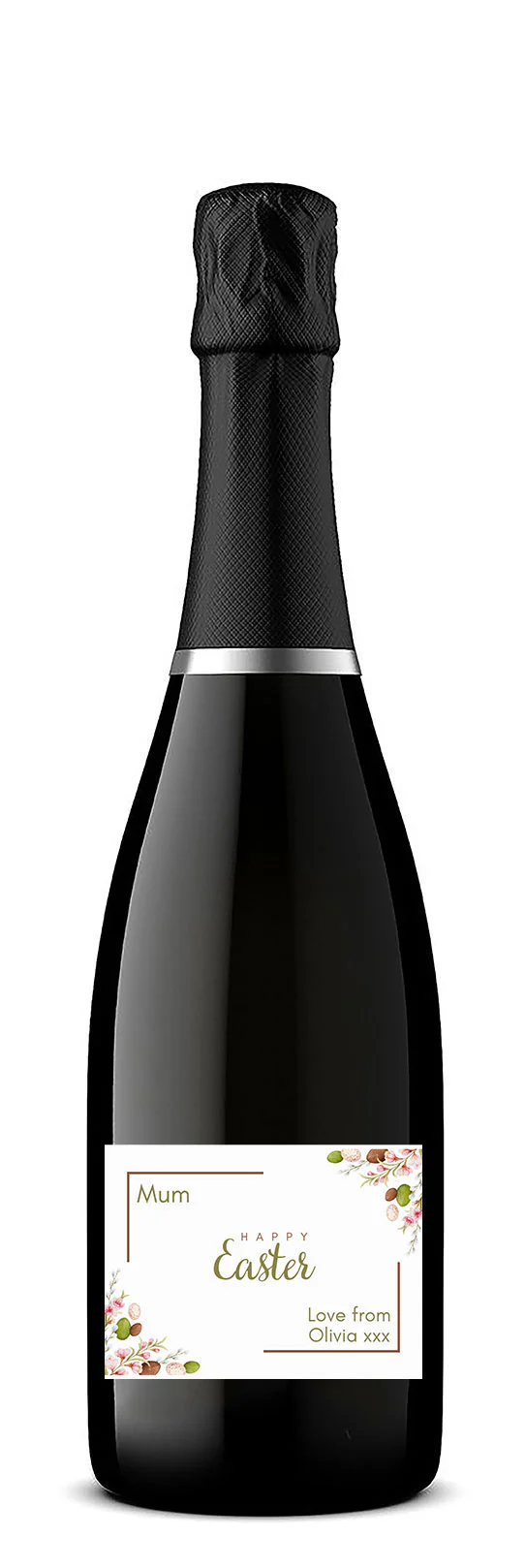Personalised Prosecco Bottle Label - Easter Flowers Design - Image 3