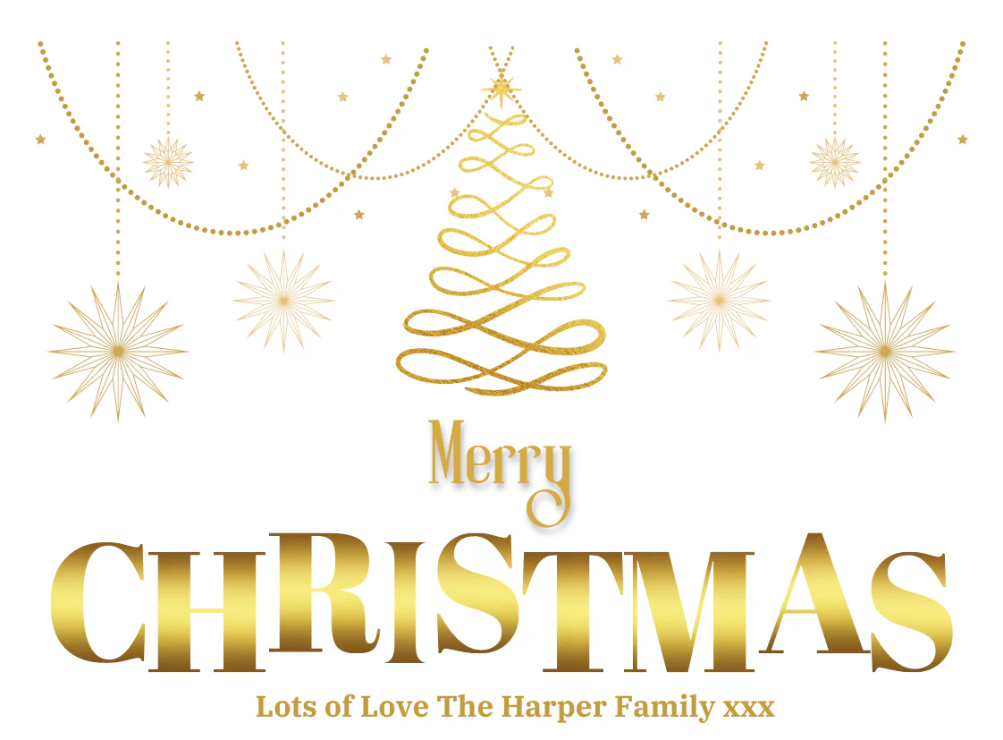 Personalised Prosecco Bottle Label - Gold Christmas Tree Design - Image 3