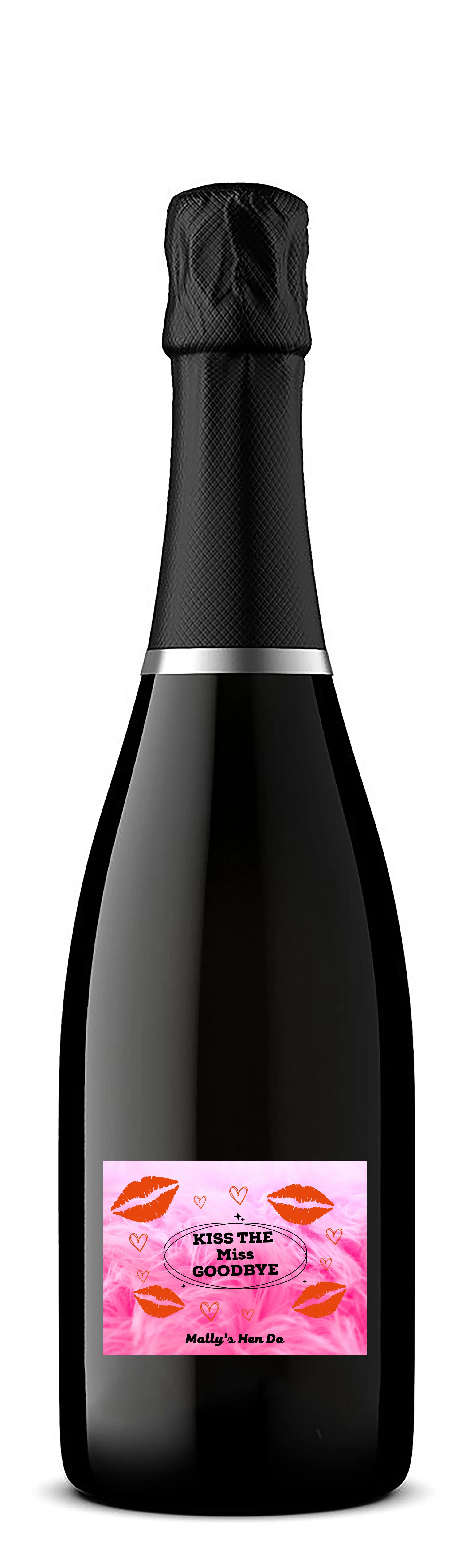 Personalised Prosecco Bottle Label - Kiss The Miss Hen Do Design - Image 4