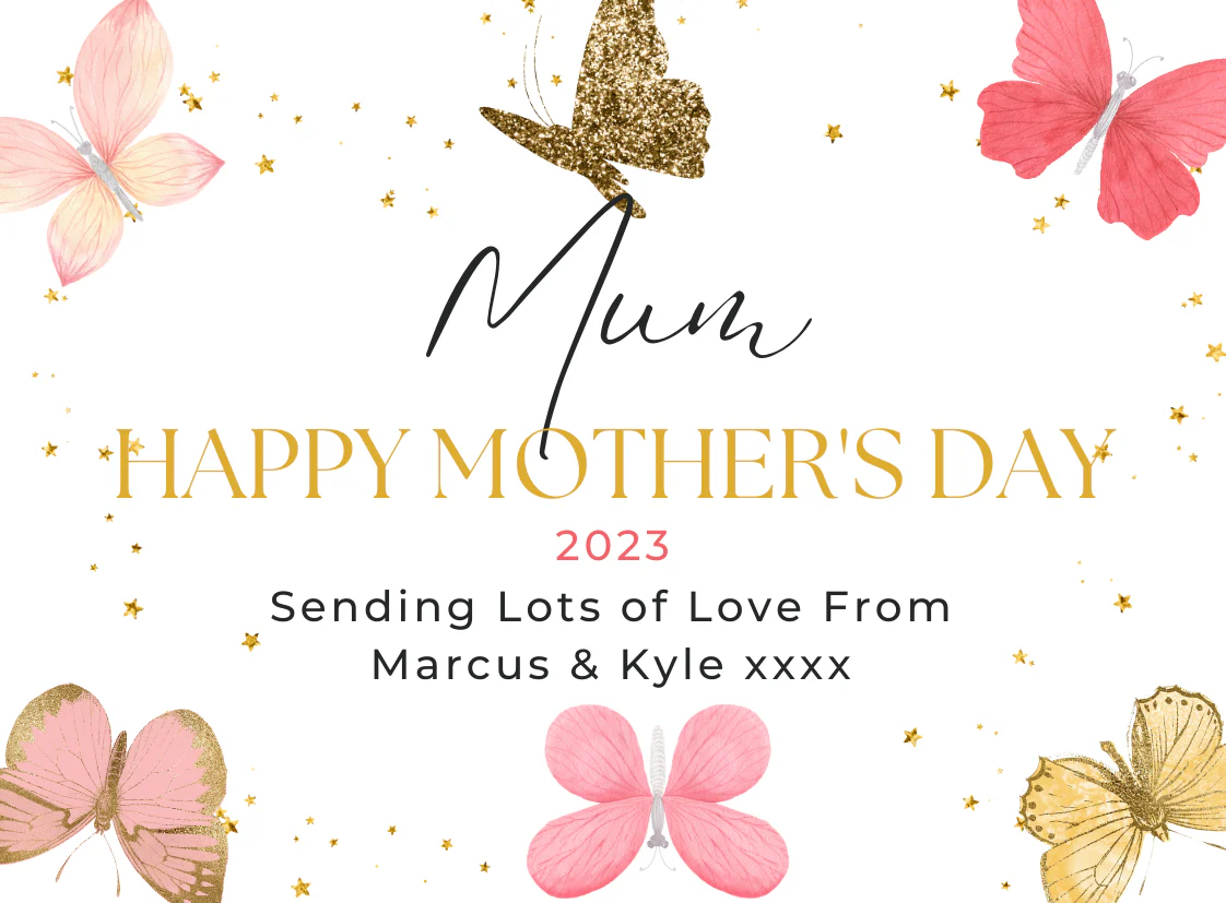 Personalised Prosecco Bottle Label - Mother“s Day Butterfly Design - Image 2