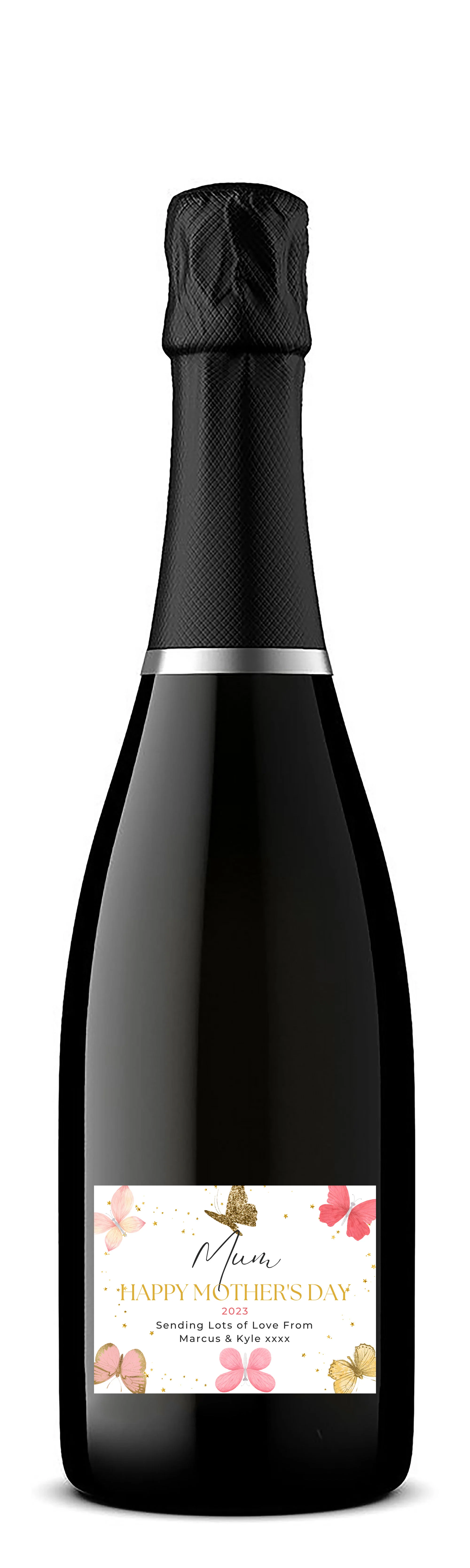 Personalised Prosecco Bottle Label - Mother“s Day Butterfly Design - Image 3