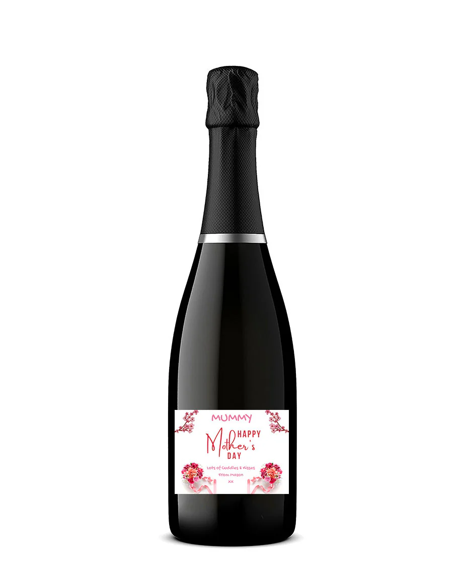 Personalised Prosecco Bottle Label - Mother´s Day Flowers Design - Image 3