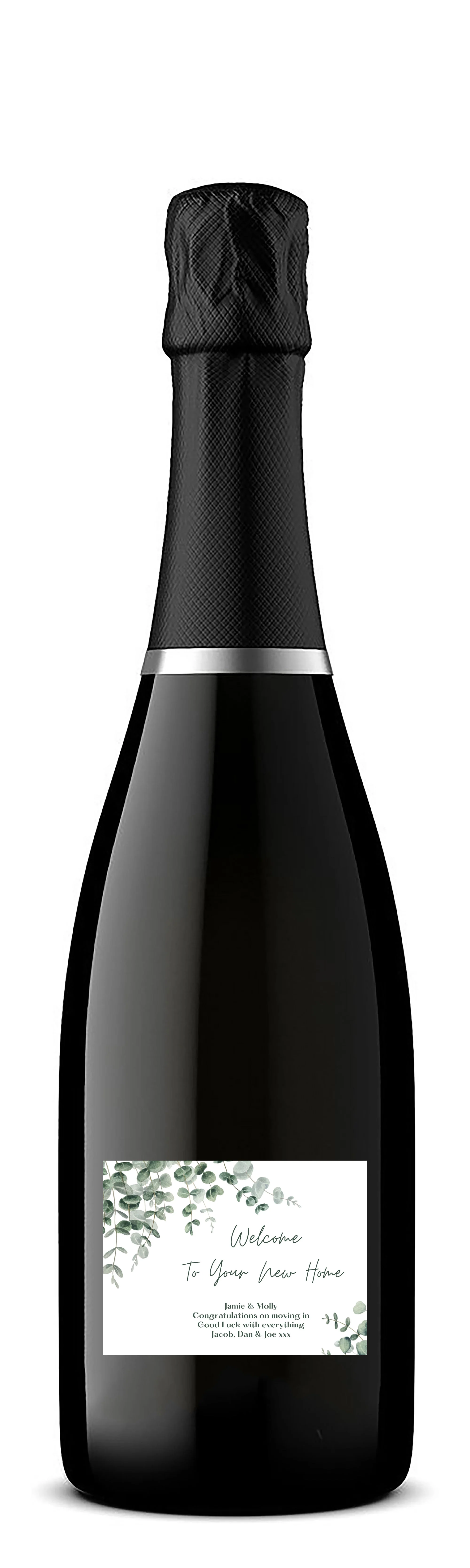 Personalised Prosecco Bottle Label - New Home Leaves Design - Image 3