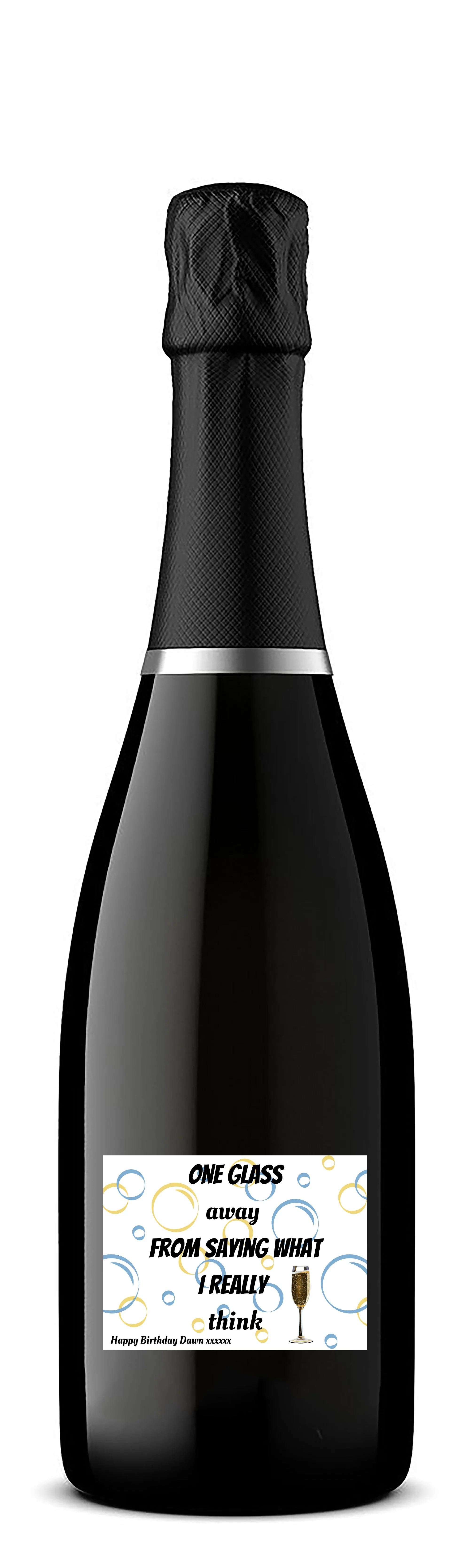 Personalised Prosecco Bottle Label - One Glass Away Design - Image 3
