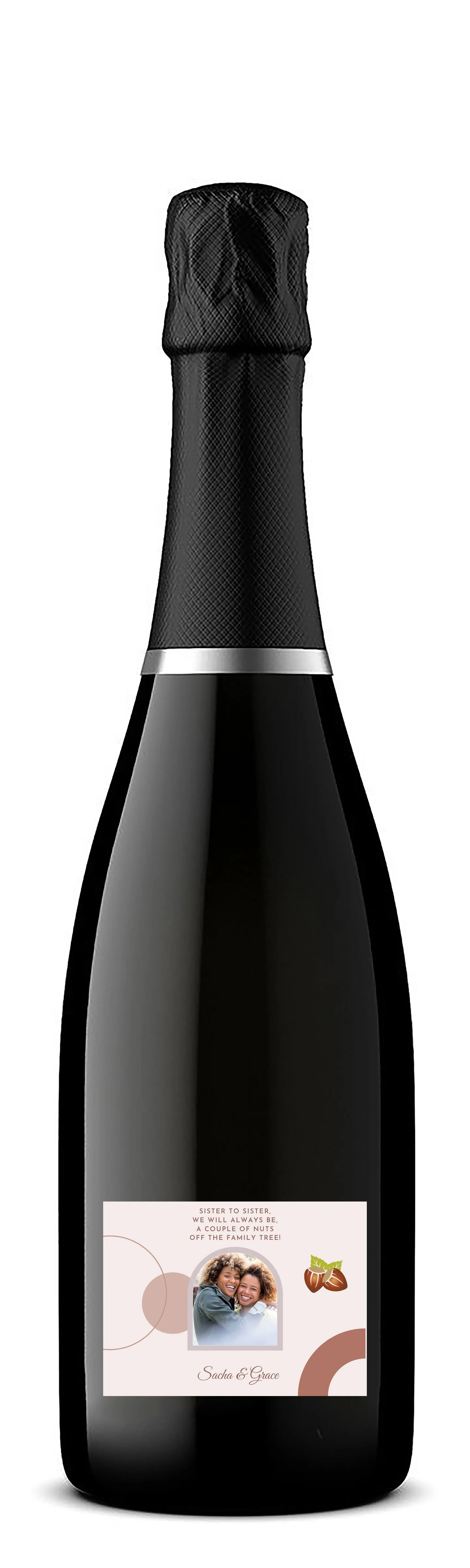 Personalised Prosecco Bottle Label - Sister to Sister Photo Design - Image 3
