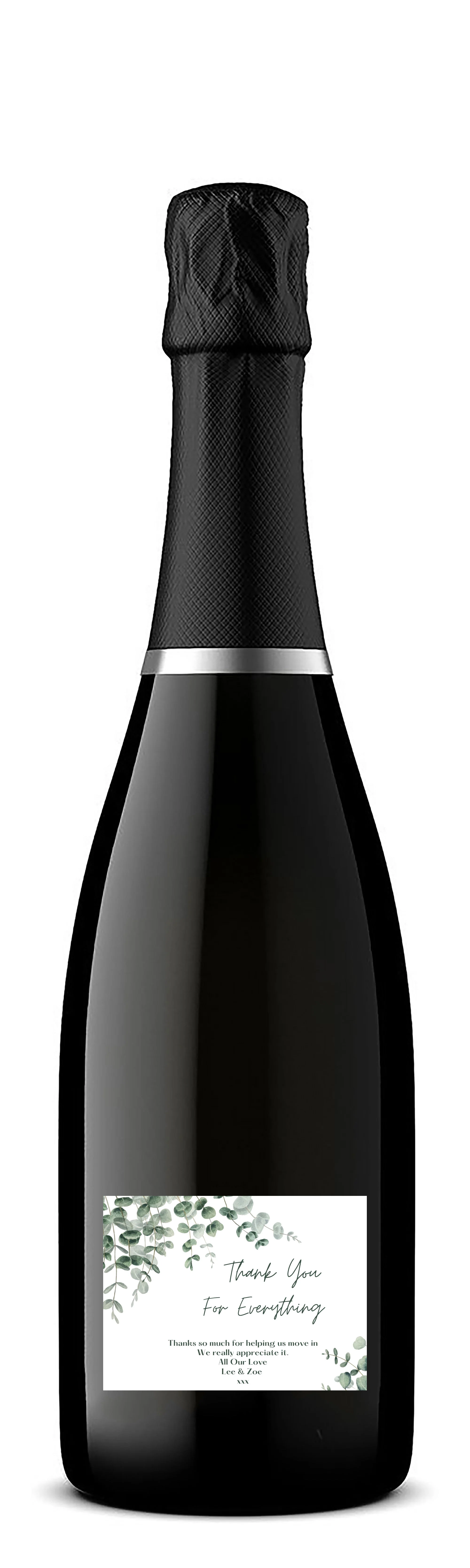 Personalised Prosecco Bottle Label - Thank You Leaves Design - Image 3