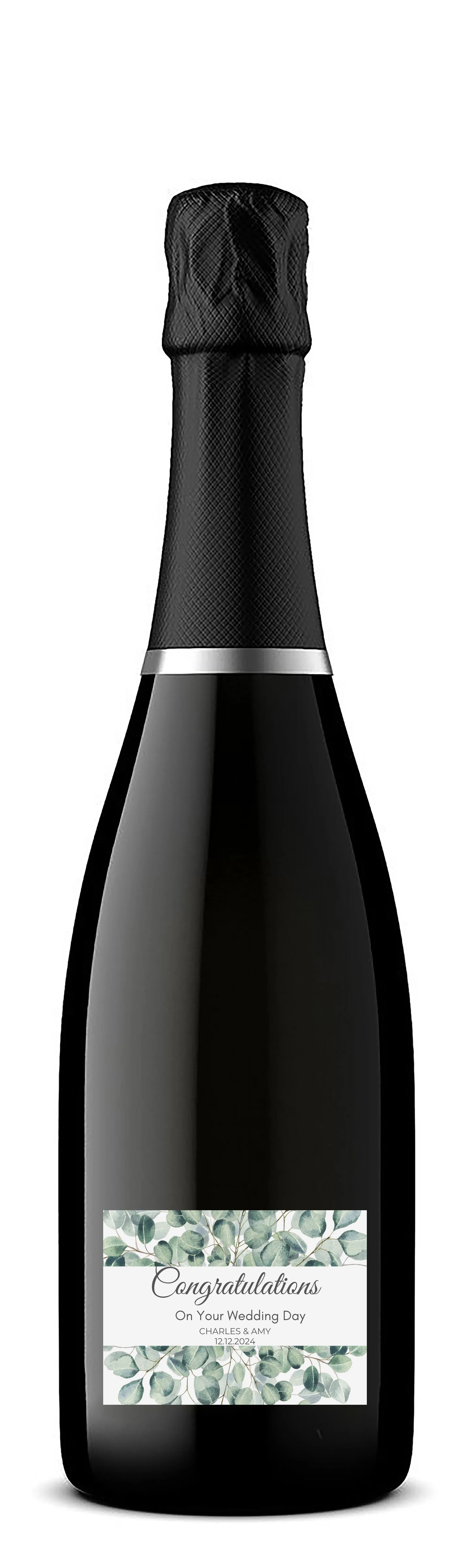 Personalised Prosecco Bottle Label - Congratulations Leaves Design - Image 3