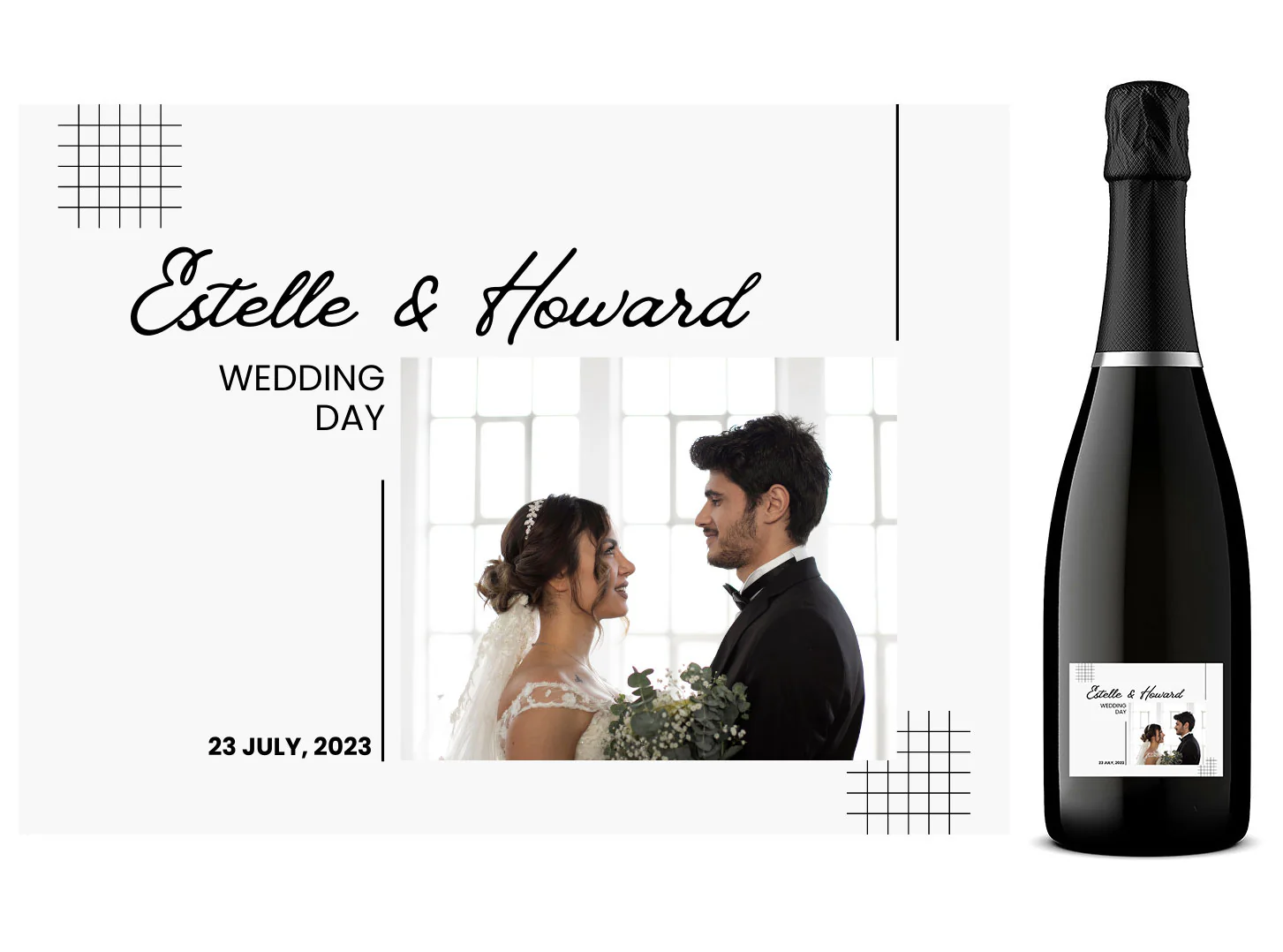 Personalised Prosecco Bottle Label - Wedding Photo Design