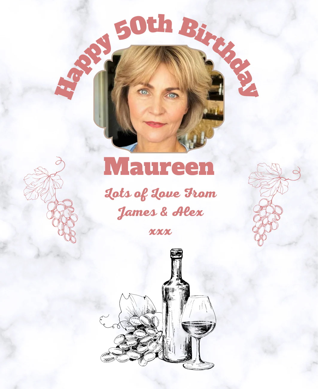 Personalised Rose Wine Bottle Label - Photo Design - Image 3
