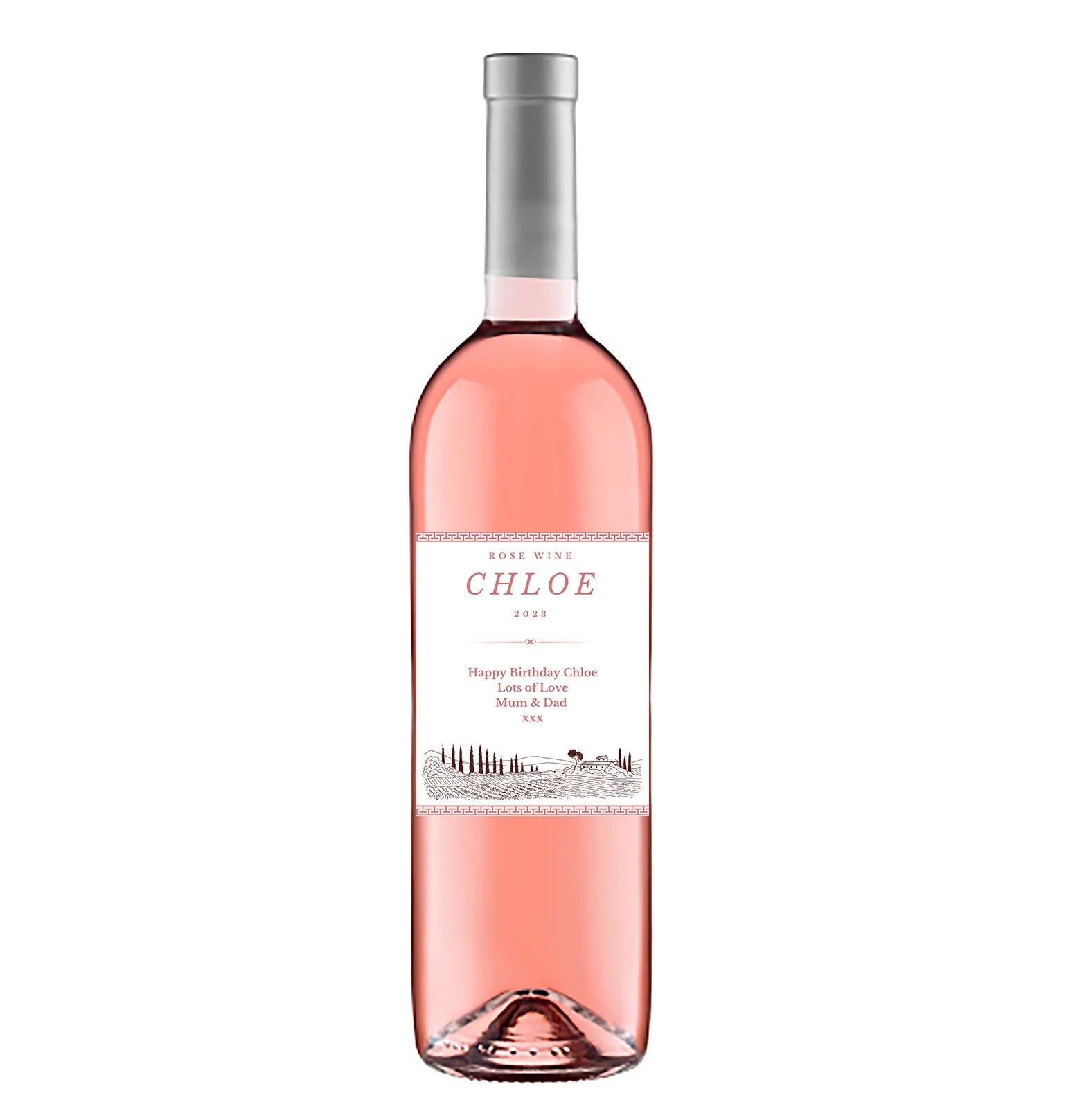 Personalised Rose Wine Bottle Label - Vineyard Design - Image 3