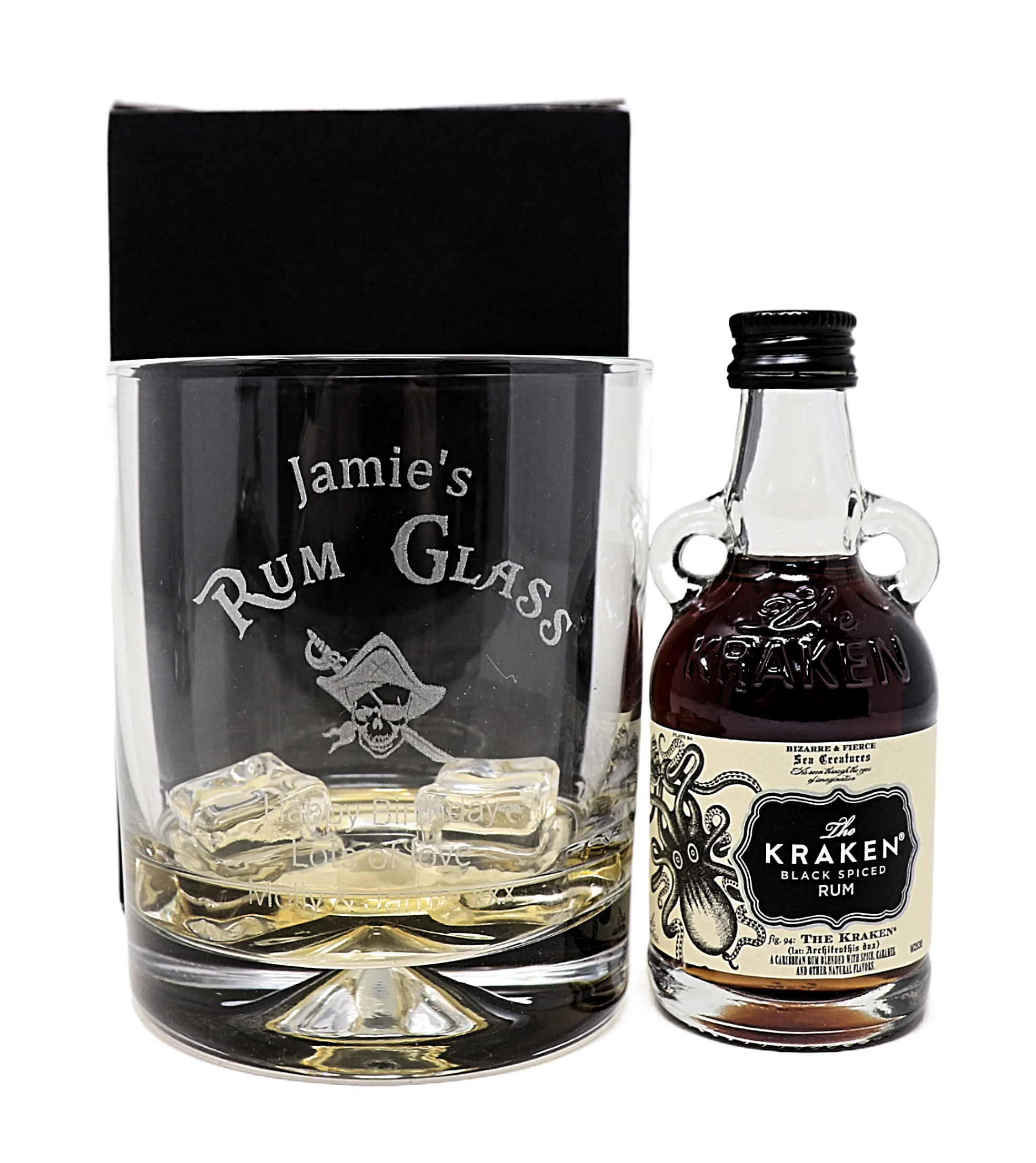 Personalised Engraved Rum Glass Tumbler & Miniature Rum Bottle Gift Set - Image 2