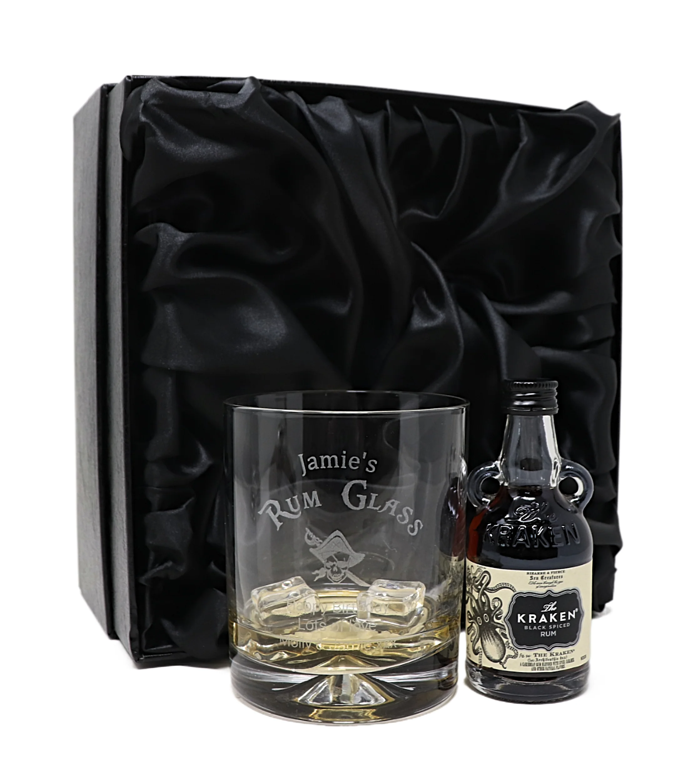 Personalised Engraved Rum Glass Tumbler & Miniature Rum Bottle Gift Set - Image 3