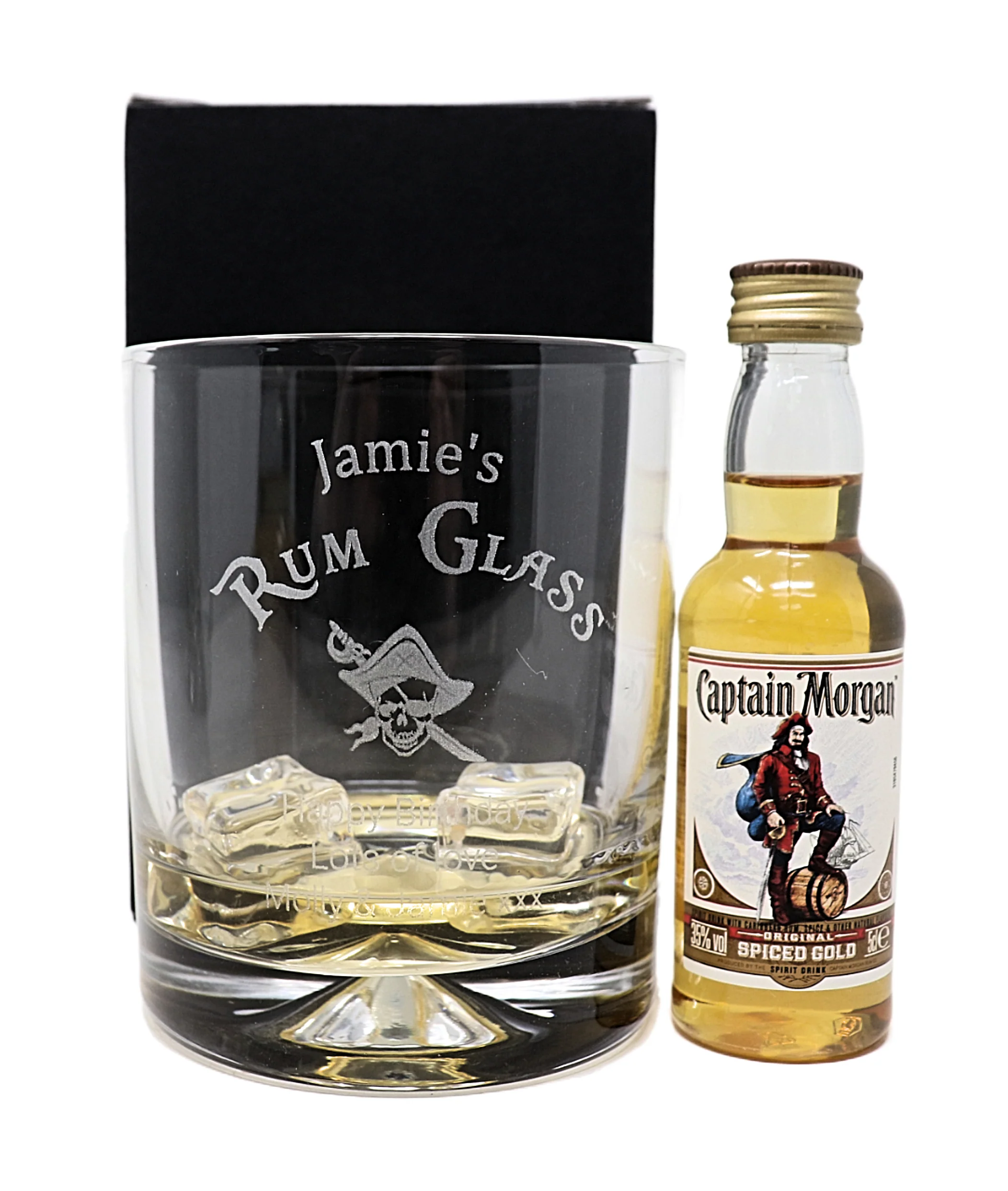 Personalised Engraved Rum Glass Tumbler & Miniature Rum Bottle Gift Set - Image 4