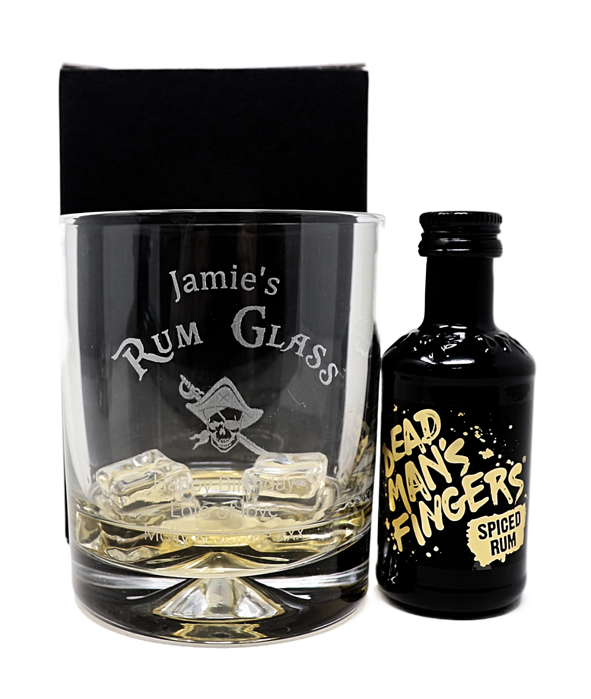 Personalised Engraved Rum Glass Tumbler & Miniature Rum Bottle Gift Set - Image 6