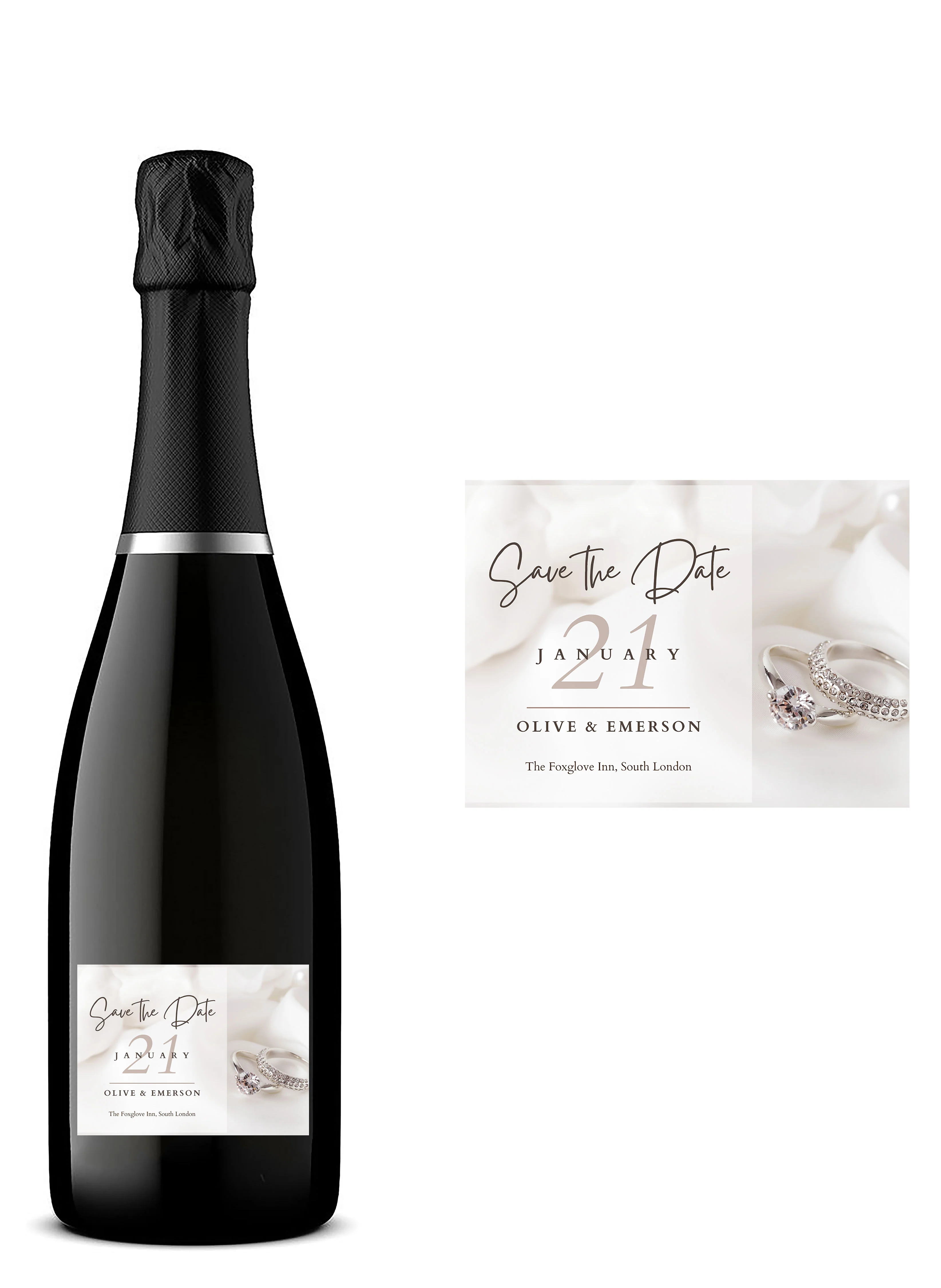 Personalised Prosecco Bottle Label - Save The Date Design - Image 3