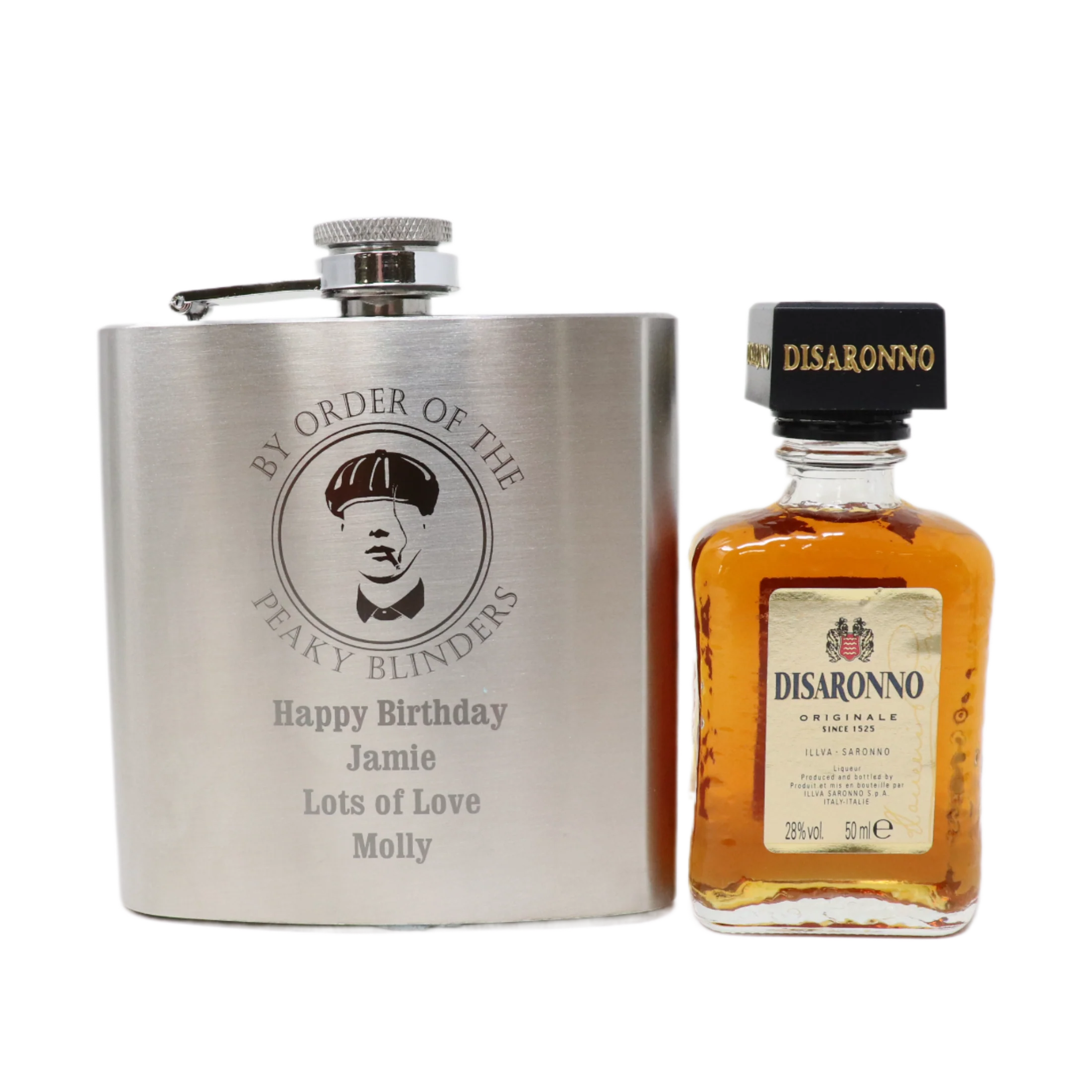 Personalised Silver Hip Flask & Miniature Alcohol - Peaky Blinders Design - Image 10