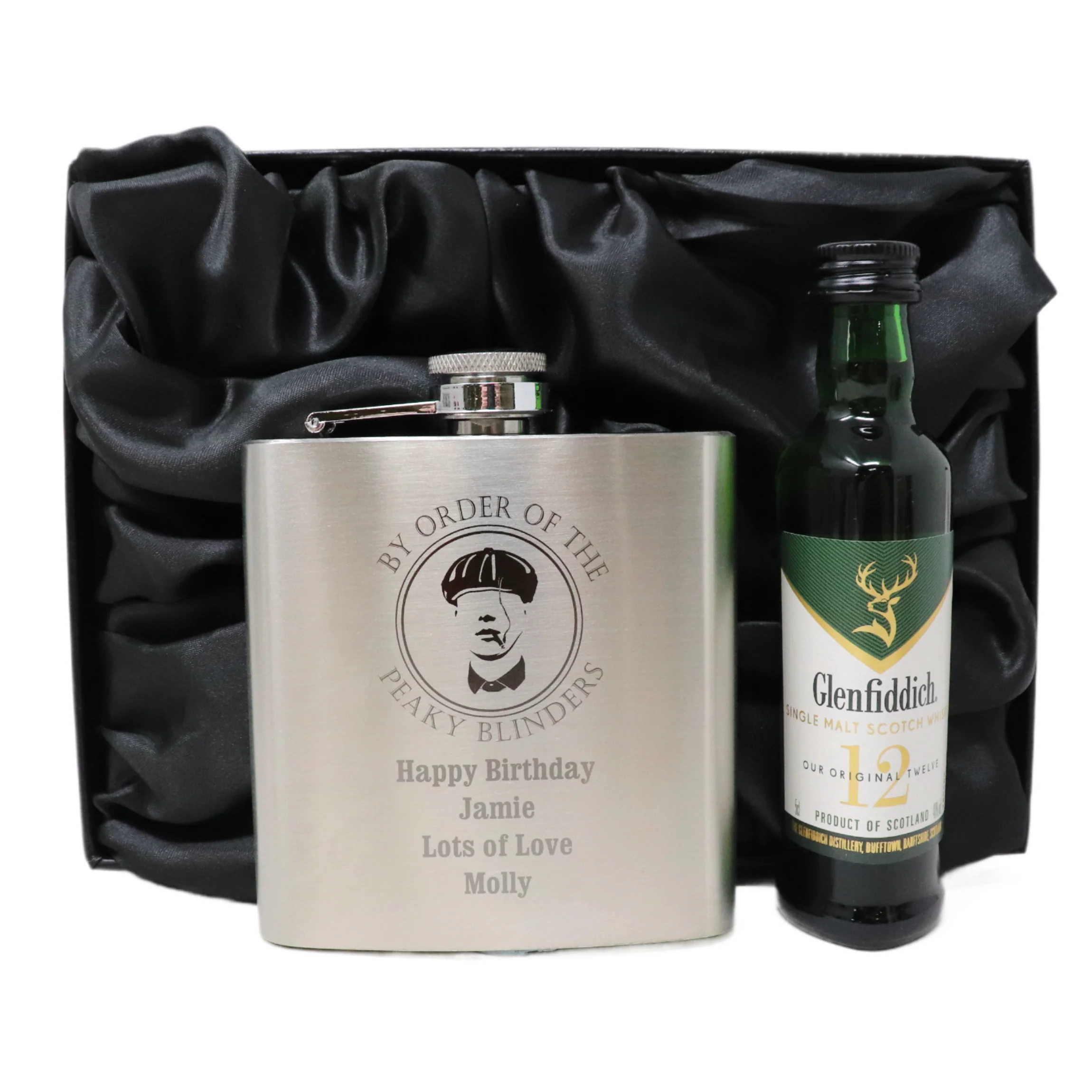 Personalised Silver Hip Flask & Miniature Alcohol - Peaky Blinders Design - Image 12