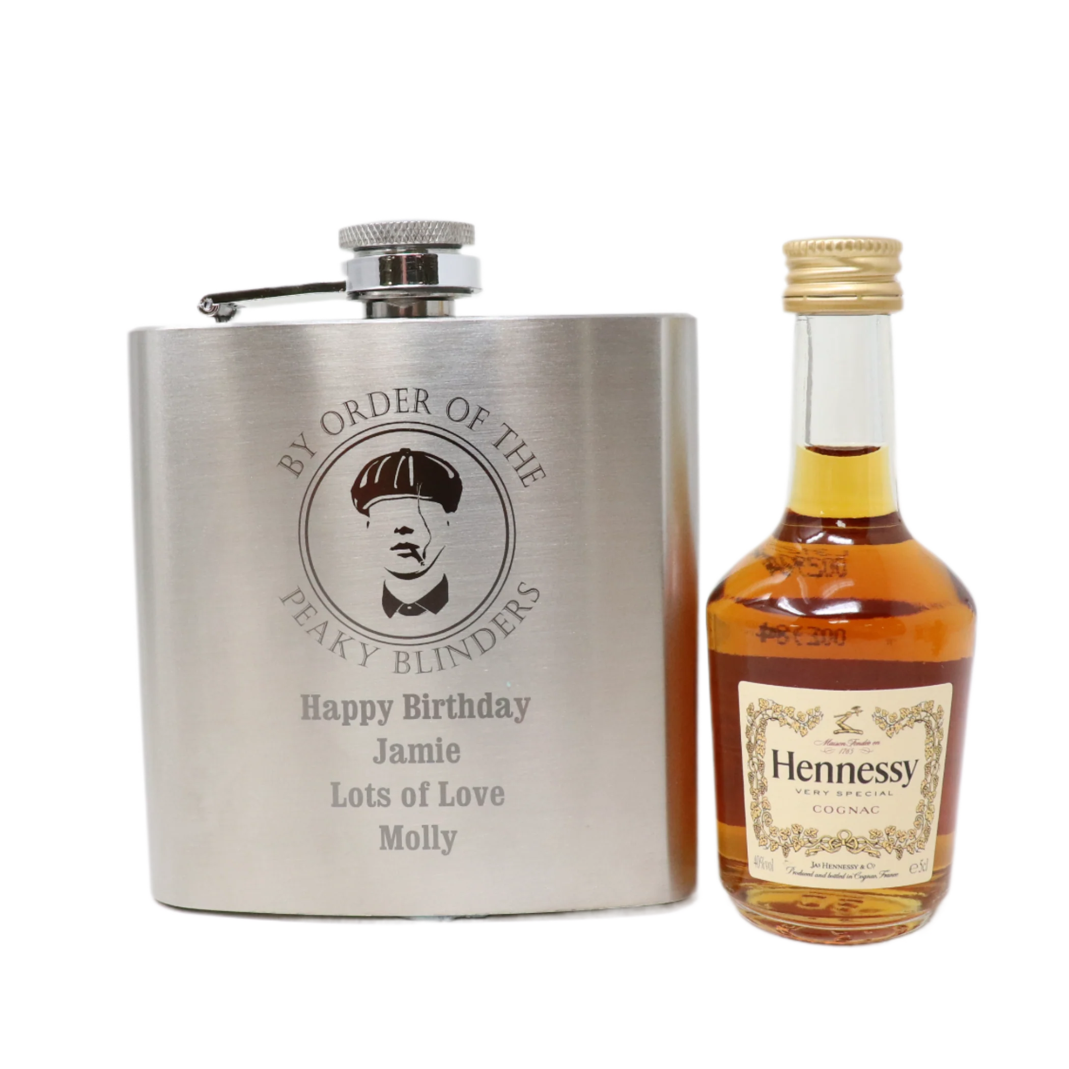 Personalised Silver Hip Flask & Miniature Alcohol - Peaky Blinders Design - Image 13