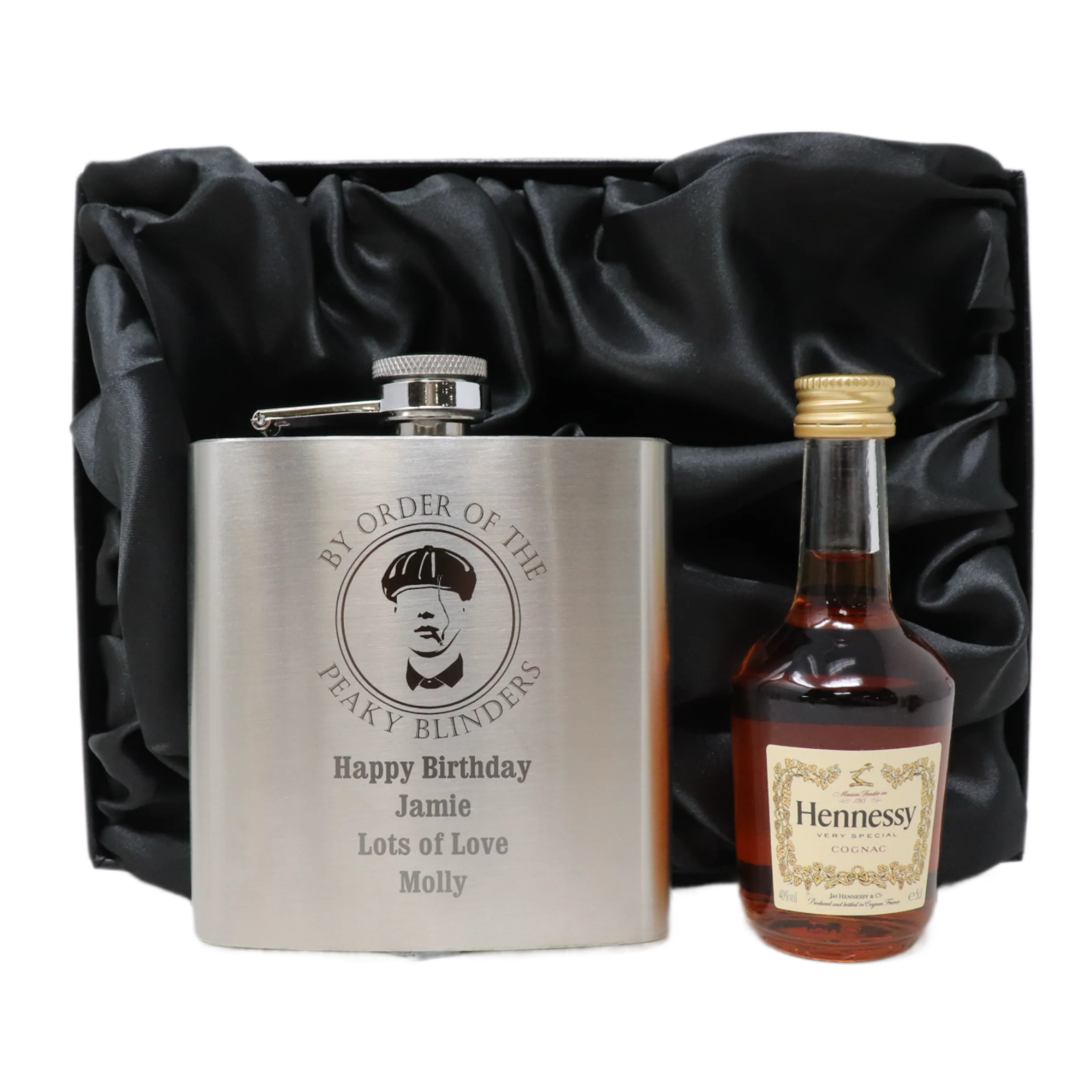 Personalised Silver Hip Flask & Miniature Alcohol - Peaky Blinders Design - Image 14