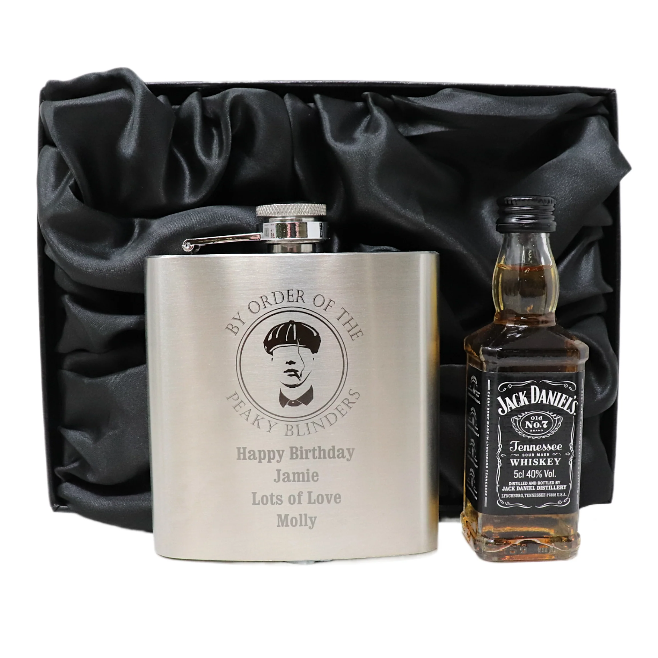 Personalised Silver Hip Flask & Miniature Alcohol - Peaky Blinders Design - Image 15