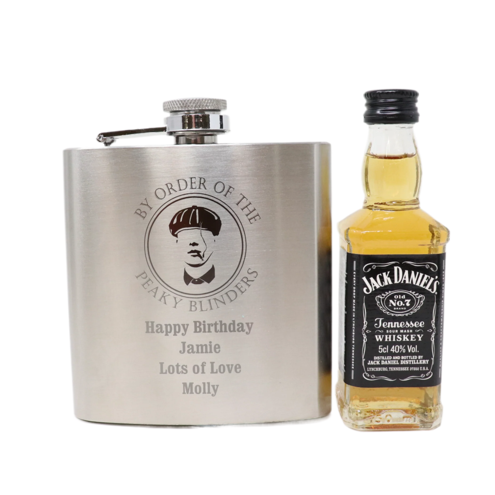 Personalised Silver Hip Flask & Miniature Alcohol - Peaky Blinders Design - Image 16