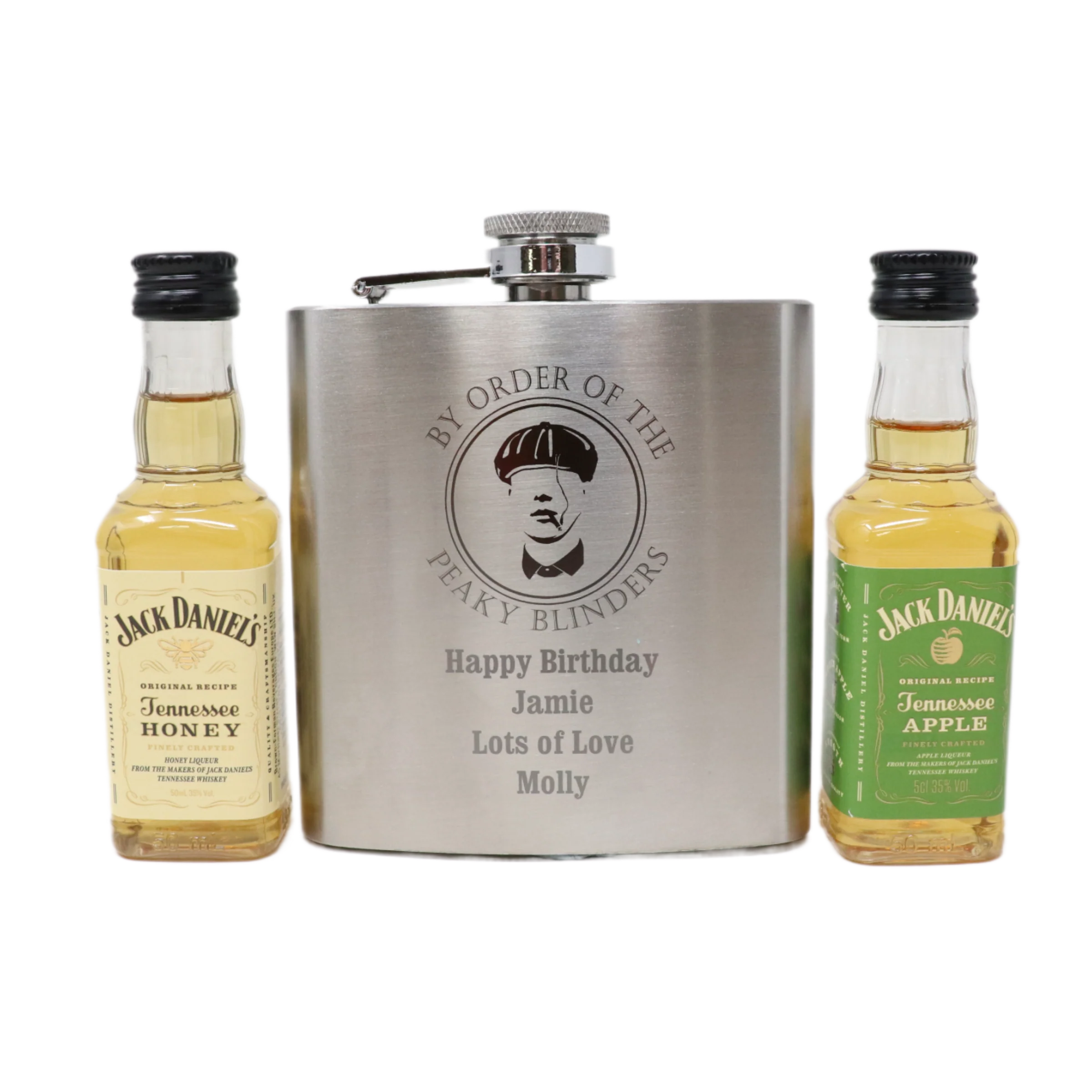 Personalised Silver Hip Flask & Miniature Alcohol - Peaky Blinders Design - Image 17