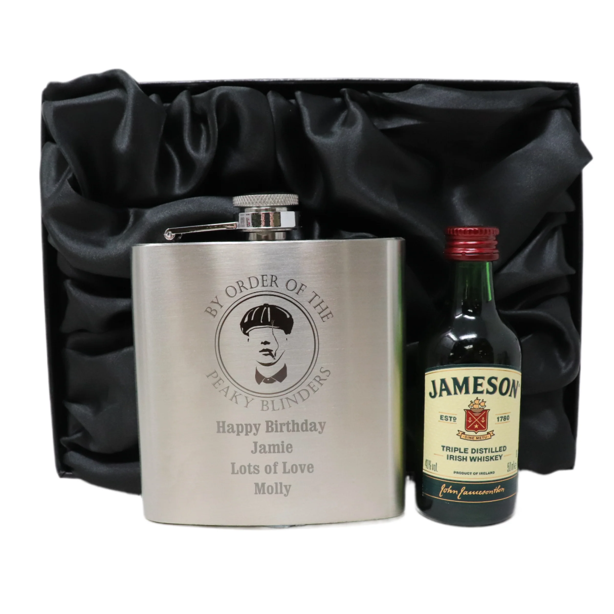 Personalised Silver Hip Flask & Miniature Alcohol - Peaky Blinders Design - Image 19
