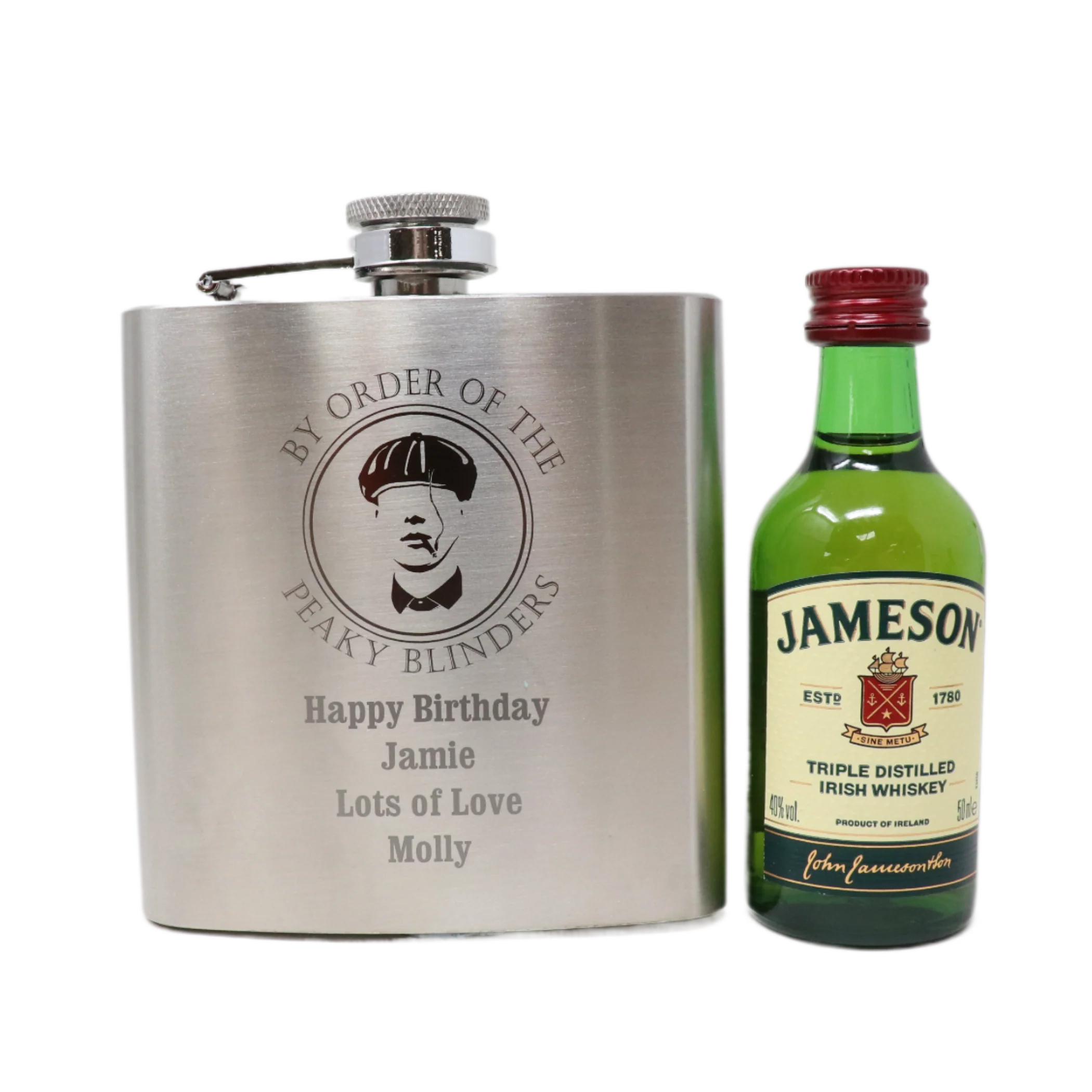 Personalised Silver Hip Flask & Miniature Alcohol - Peaky Blinders Design - Image 20