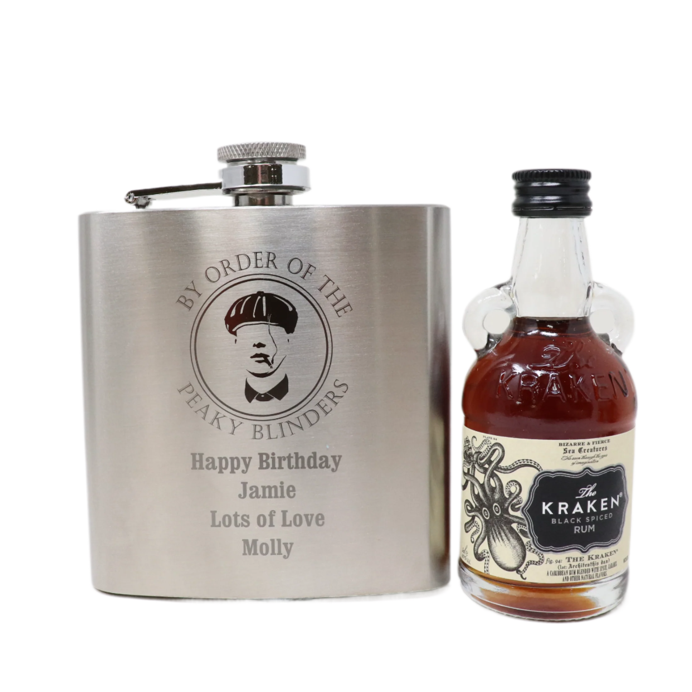 Personalised Silver Hip Flask & Miniature Alcohol - Peaky Blinders Design - Image 21