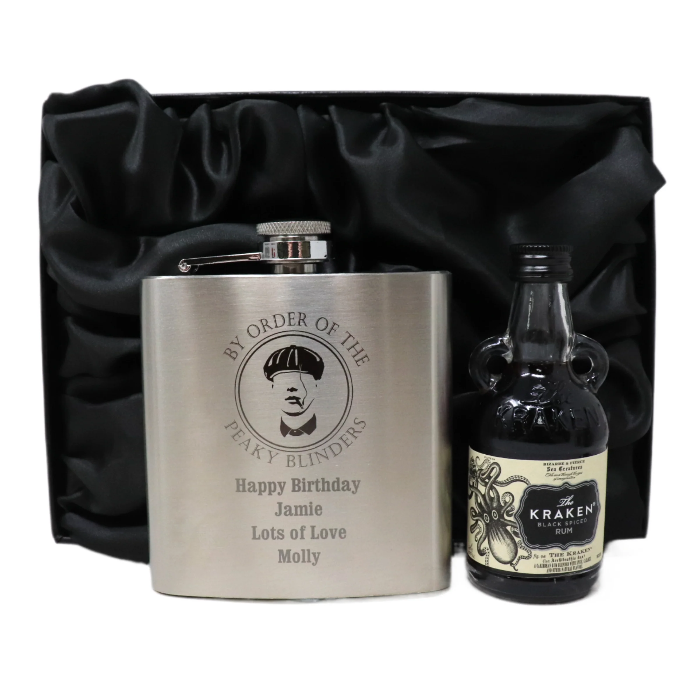 Personalised Silver Hip Flask & Miniature Alcohol - Peaky Blinders Design - Image 22