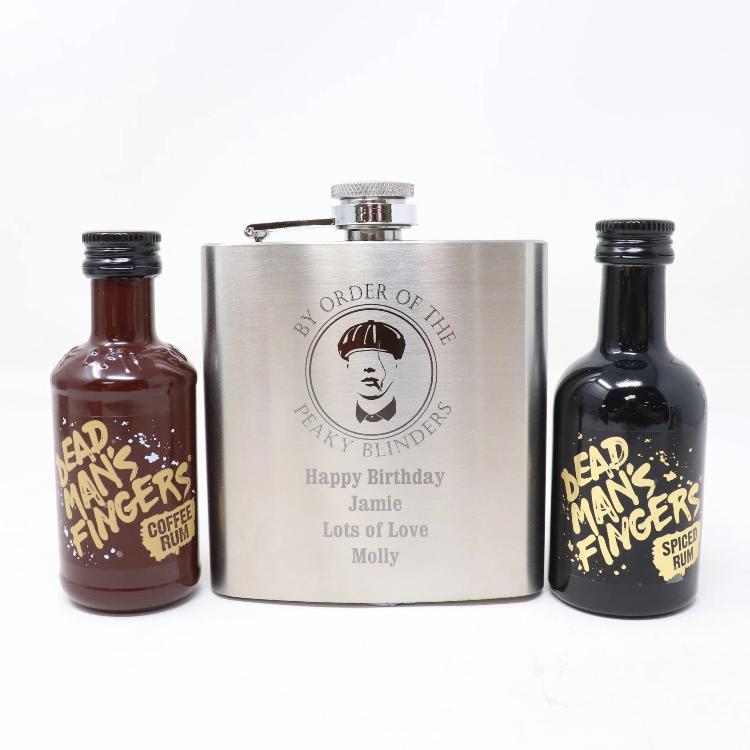 Personalised Silver Hip Flask & Miniature Alcohol - Peaky Blinders Design - Image 7