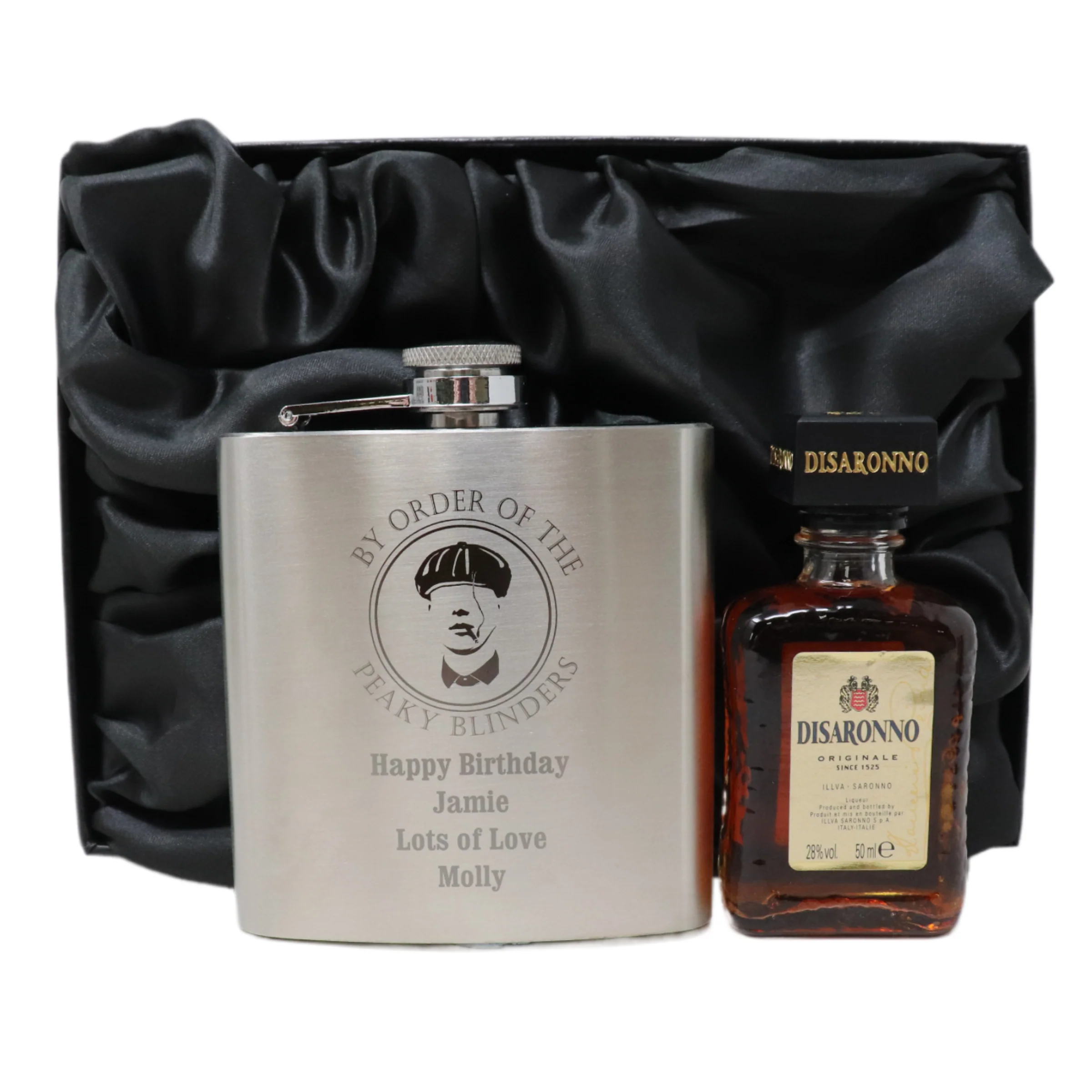 Personalised Silver Hip Flask & Miniature Alcohol - Peaky Blinders Design - Image 9